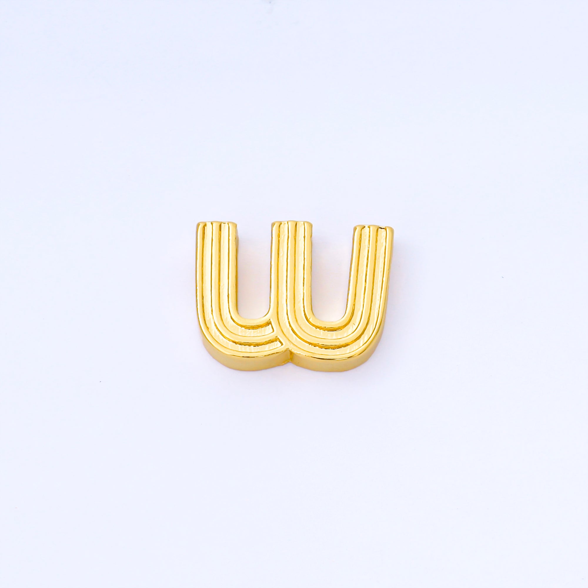 24K Gold Filled 15mm Initial Letter Alphabet Groovy Initial Spacer Bead | AF066 - AF078