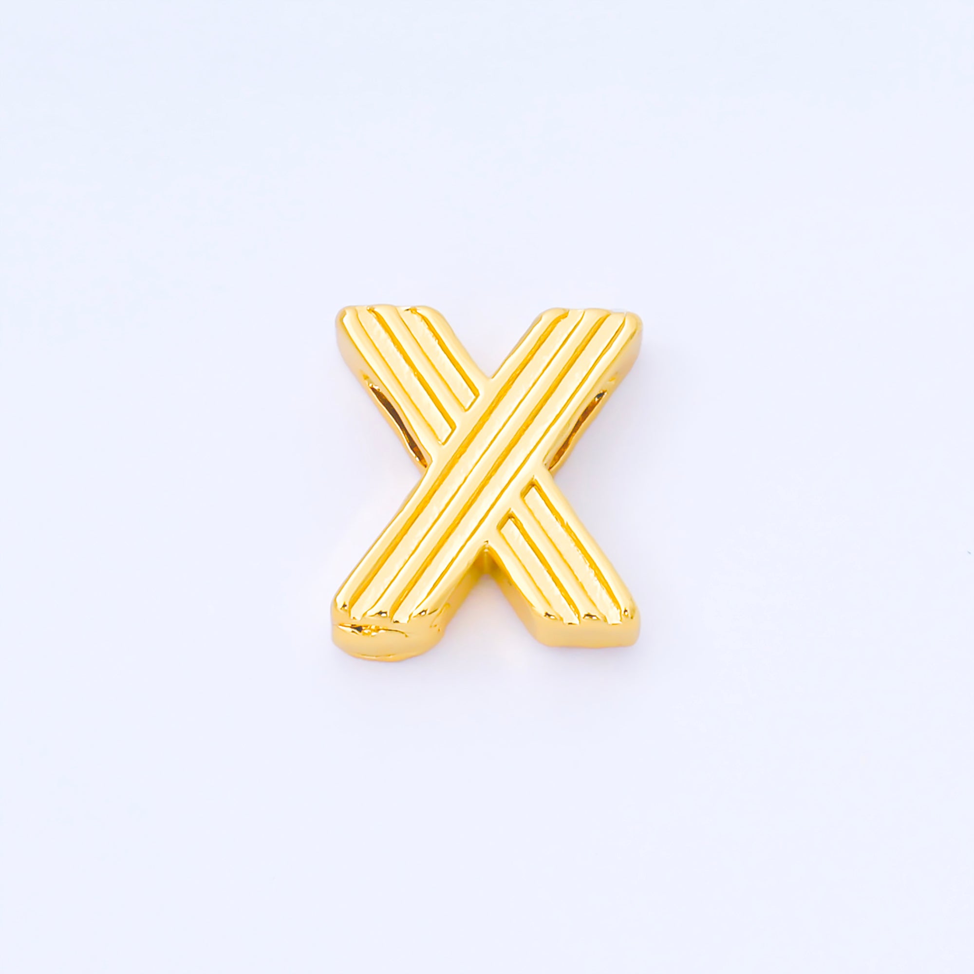 24K Gold Filled 15mm Initial Letter Alphabet Groovy Initial Spacer Bead | AF066 - AF078