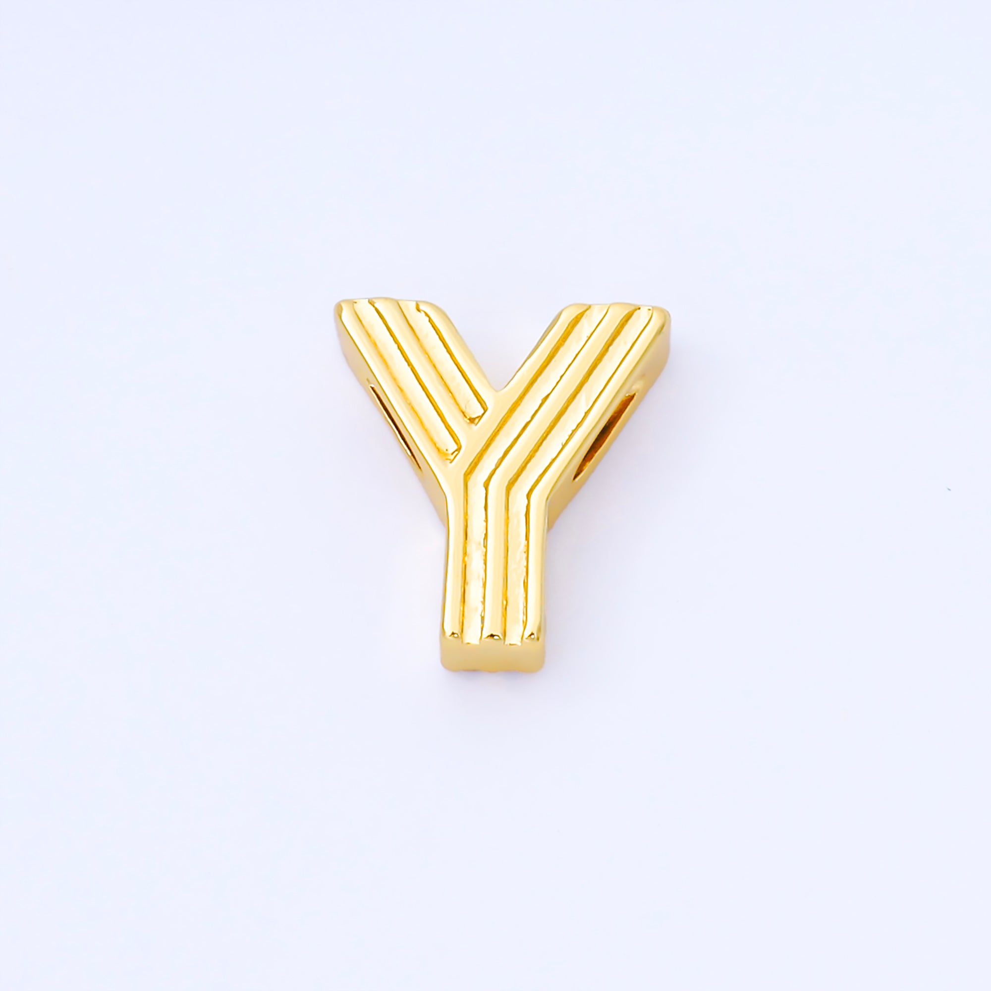 24K Gold Filled 15mm Initial Letter Alphabet Groovy Initial Spacer Bead | AF066 - AF078