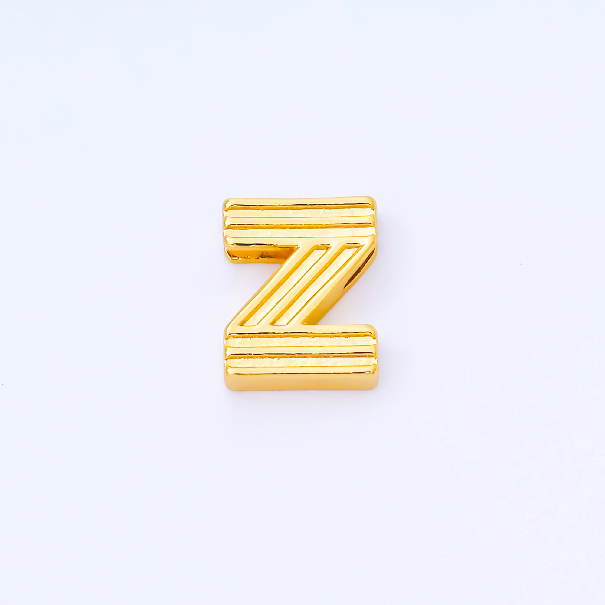 24K Gold Filled 15mm Initial Letter Alphabet Groovy Initial Spacer Bead | AF066 - AF078