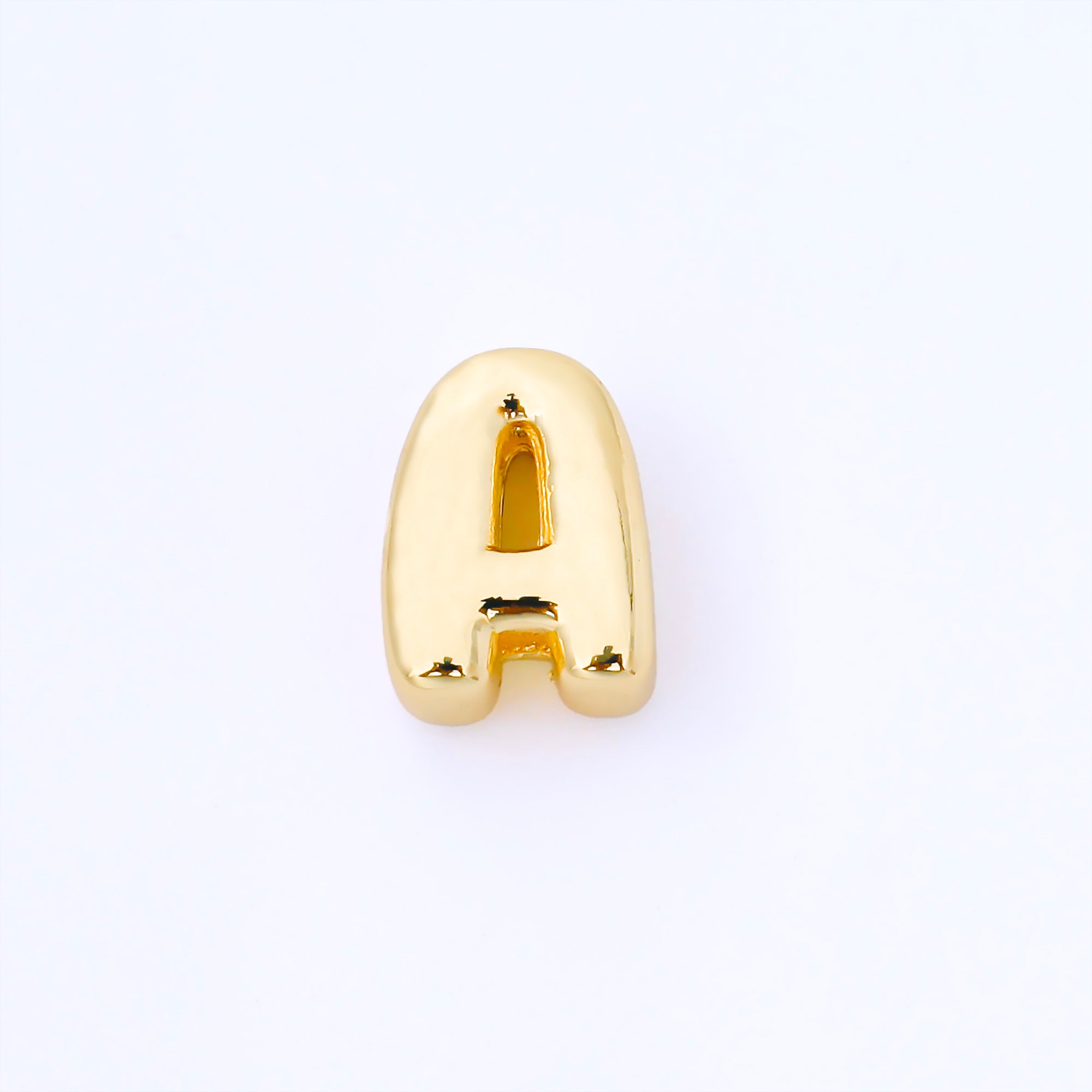 24K Gold Filled 15mm Personalized Chubby Bubble Initial Letter Alphabet Bead | AF079 - AF091