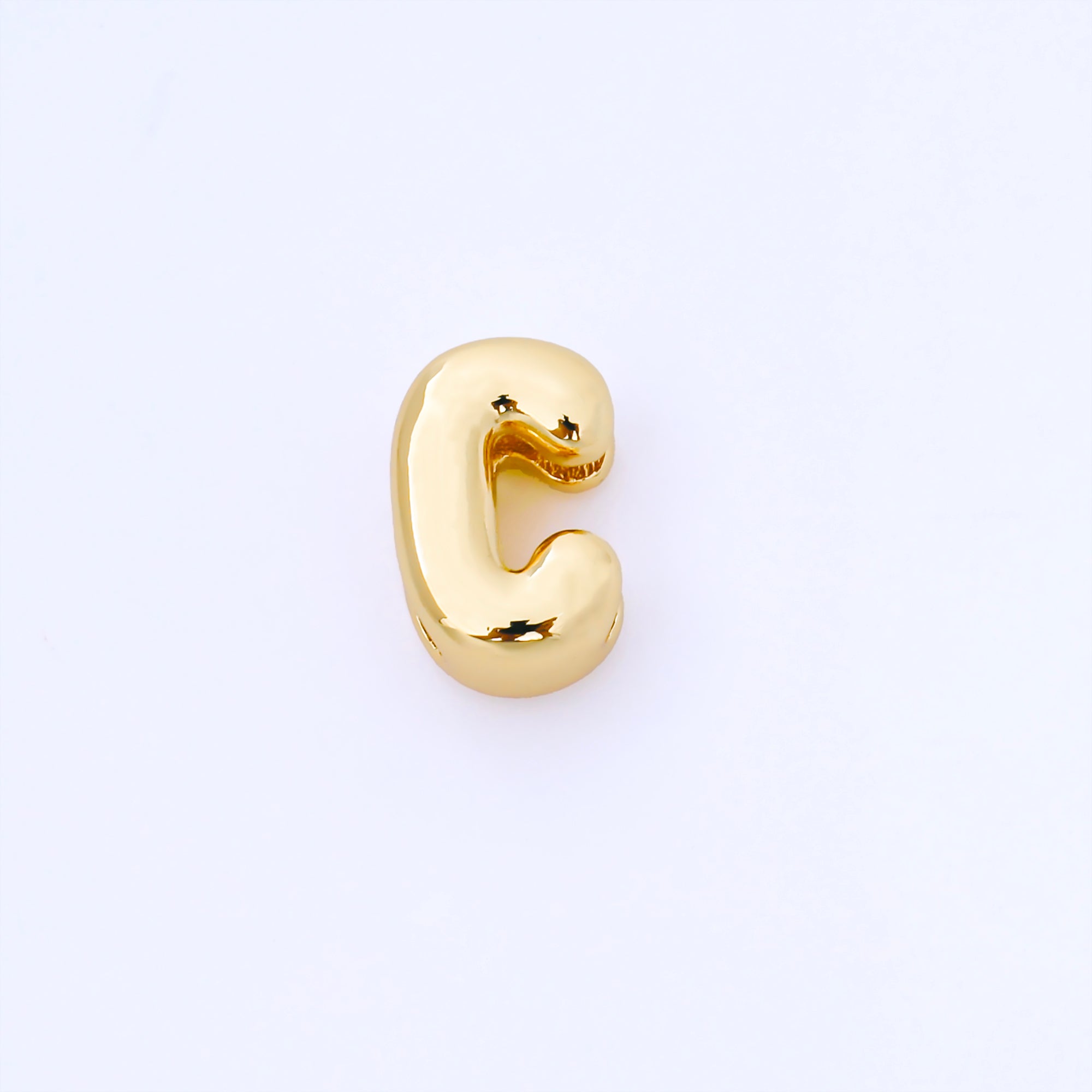 24K Gold Filled 15mm Personalized Chubby Bubble Initial Letter Alphabet Bead | AF079 - AF091