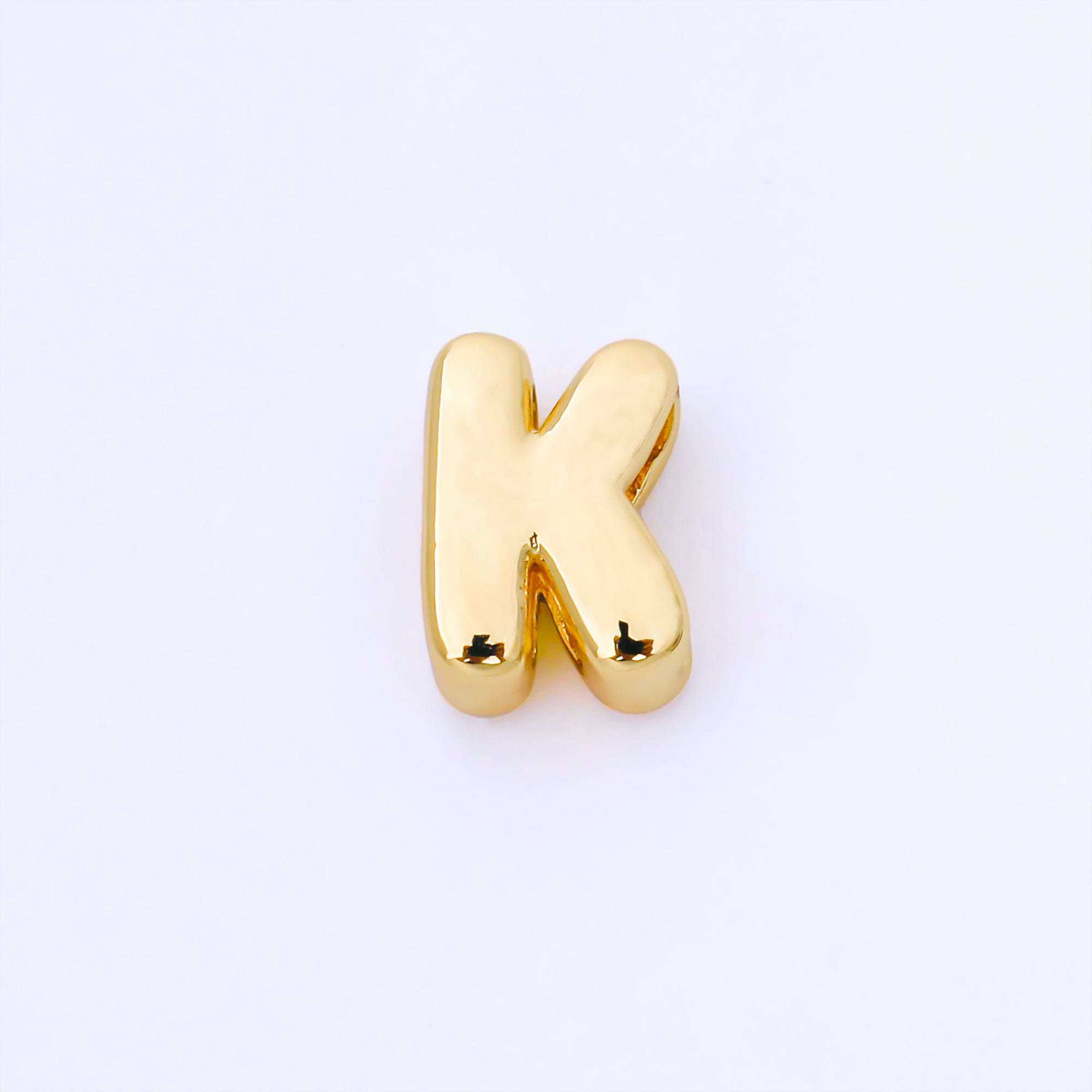 24K Gold Filled 15mm Personalized Chubby Bubble Initial Letter Alphabet Bead | AF079 - AF091