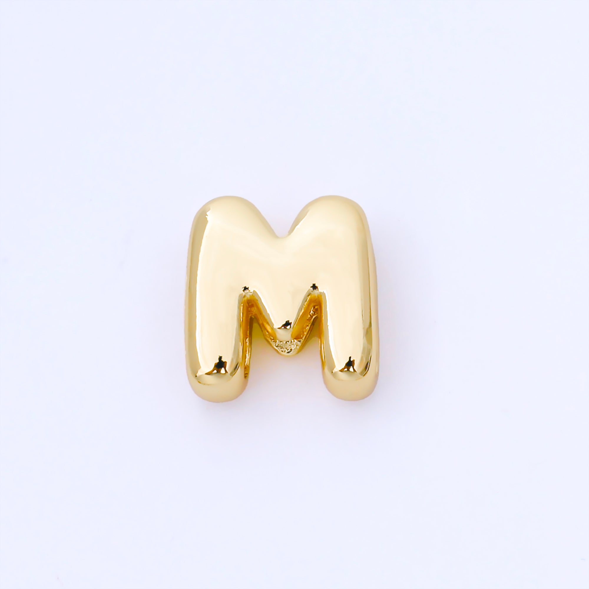 24K Gold Filled 15mm Personalized Chubby Bubble Initial Letter Alphabet Bead | AF079 - AF091