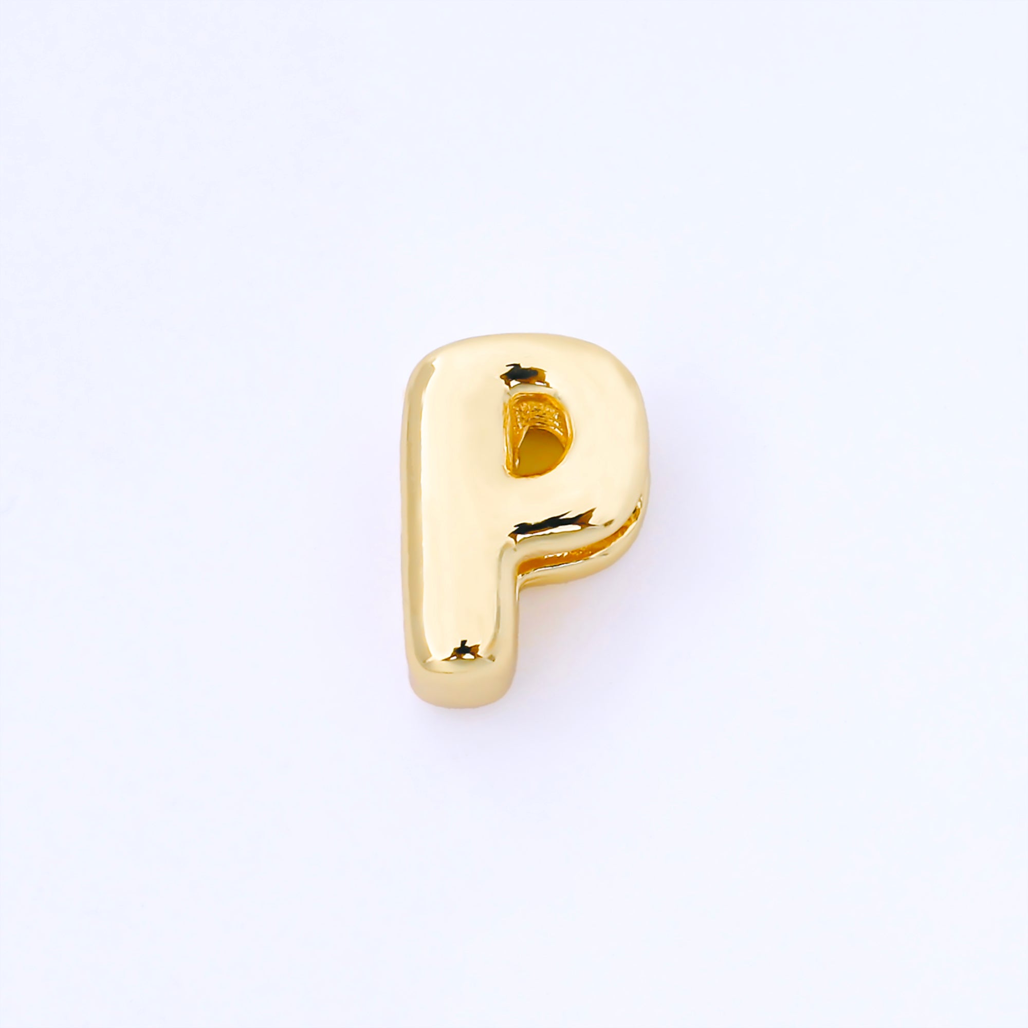 24K Gold Filled 15mm Personalized Chubby Bubble Initial Letter Alphabet Bead | AF079 - AF091