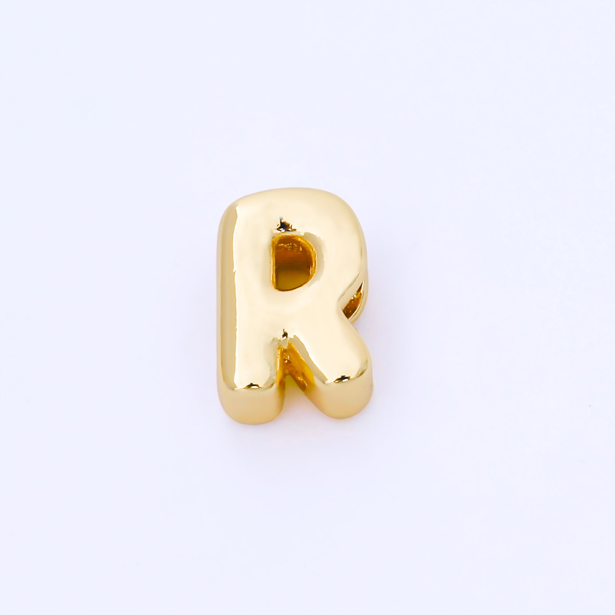 24K Gold Filled 15mm Personalized Chubby Bubble Initial Letter Alphabet Bead | AF079 - AF091