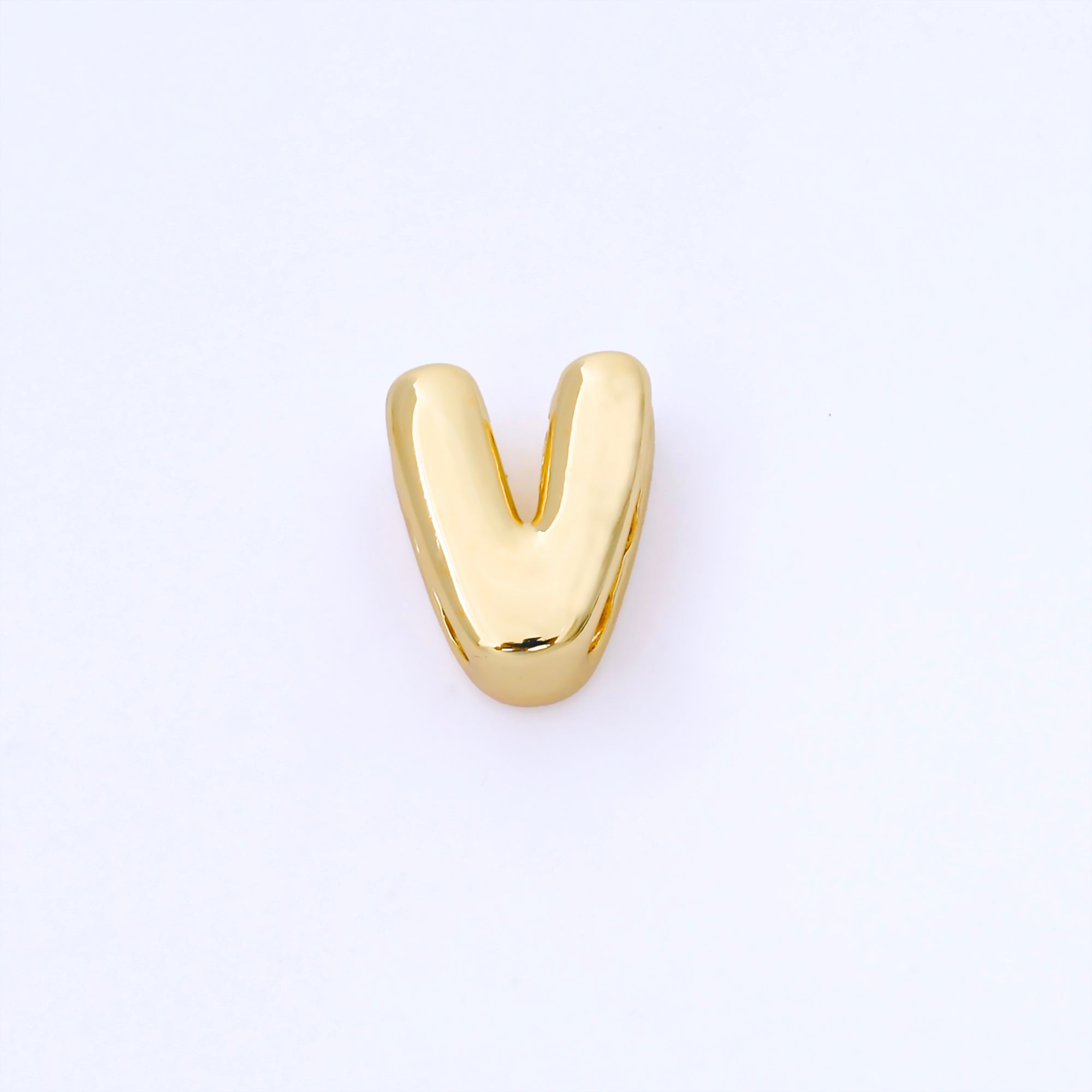24K Gold Filled 15mm Personalized Chubby Bubble Initial Letter Alphabet Bead | AF079 - AF091