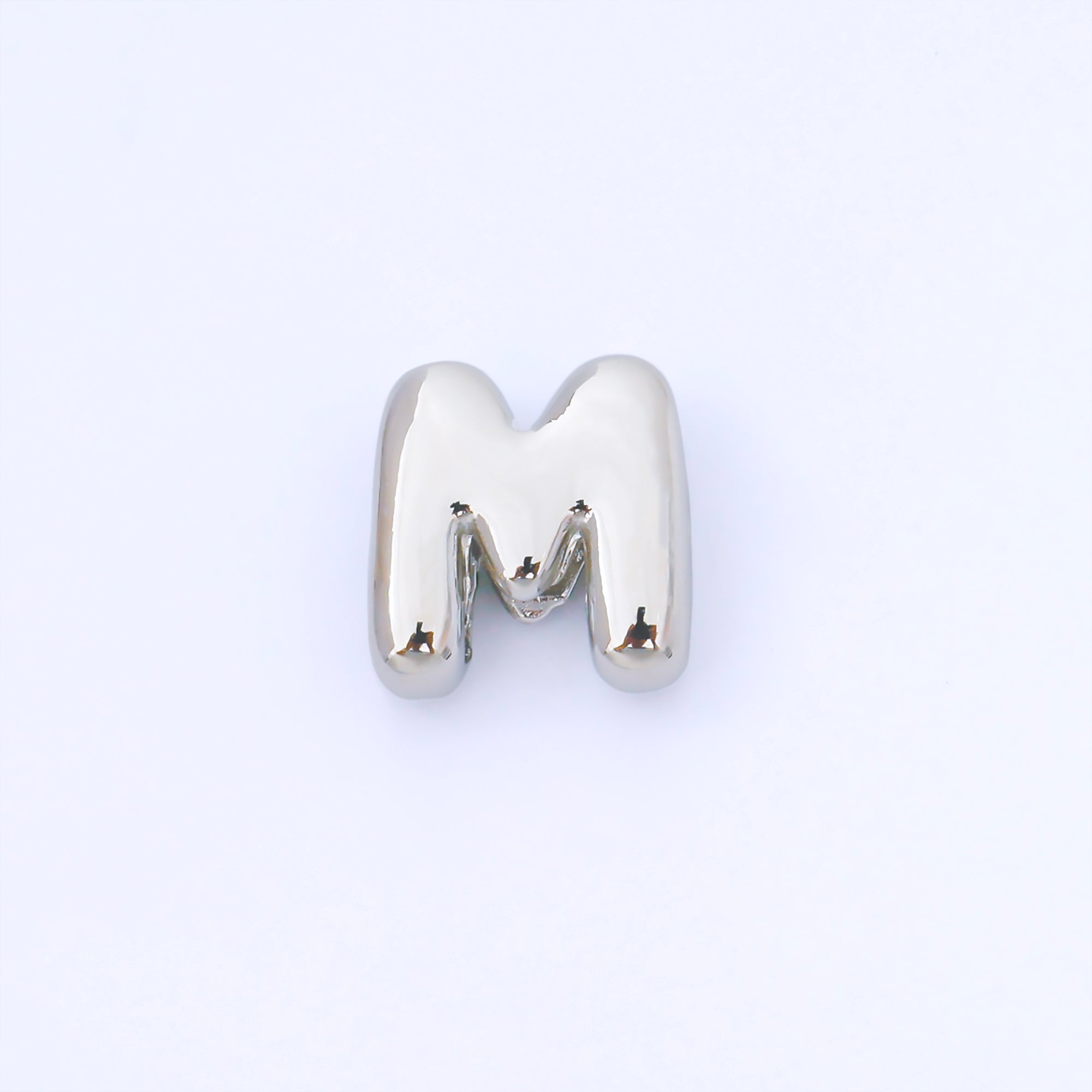 Silver 15mm Personalized Chubby Bubble Initial Letter Alphabet Bead | AF092 - AF104