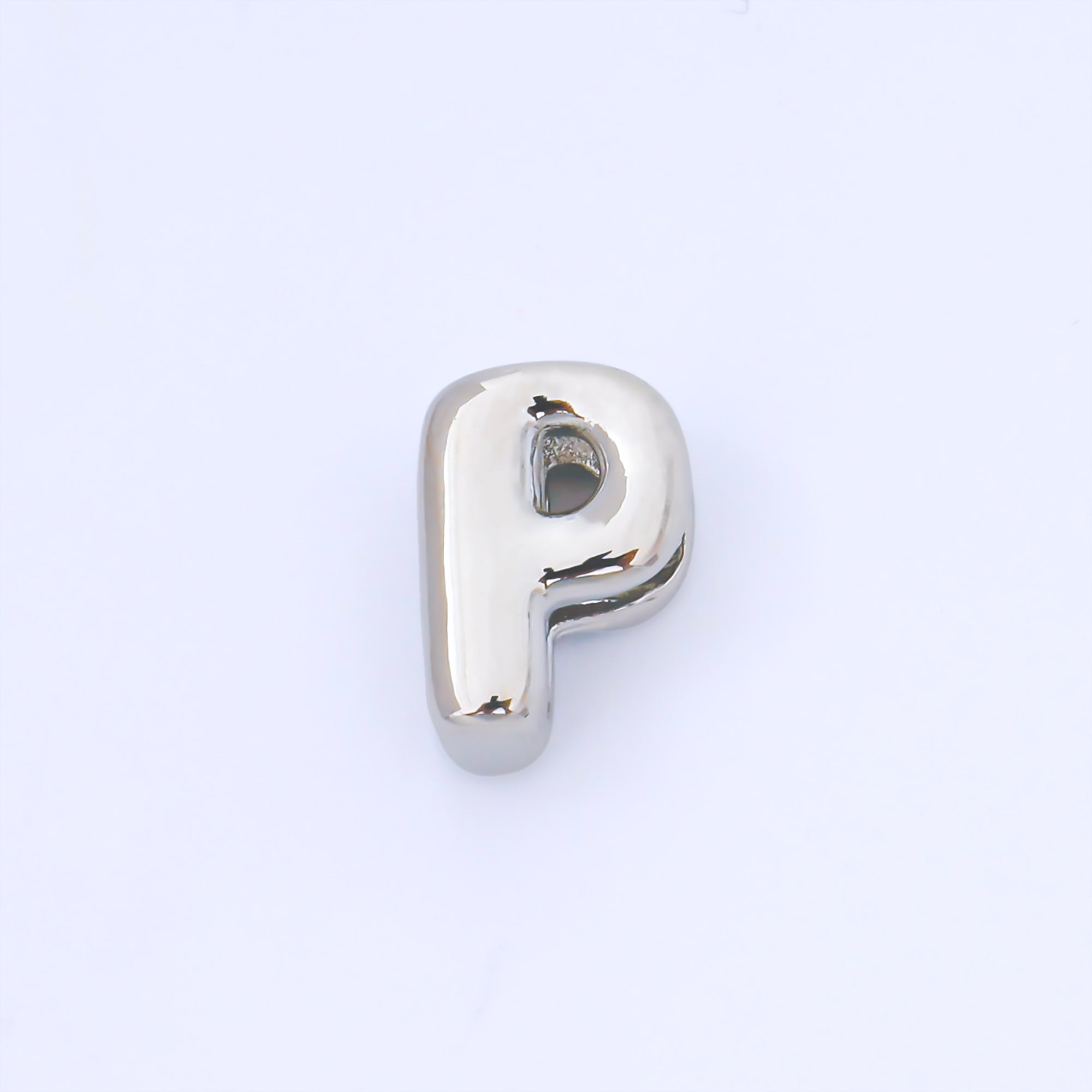 Silver 15mm Personalized Chubby Bubble Initial Letter Alphabet Bead | AF092 - AF104