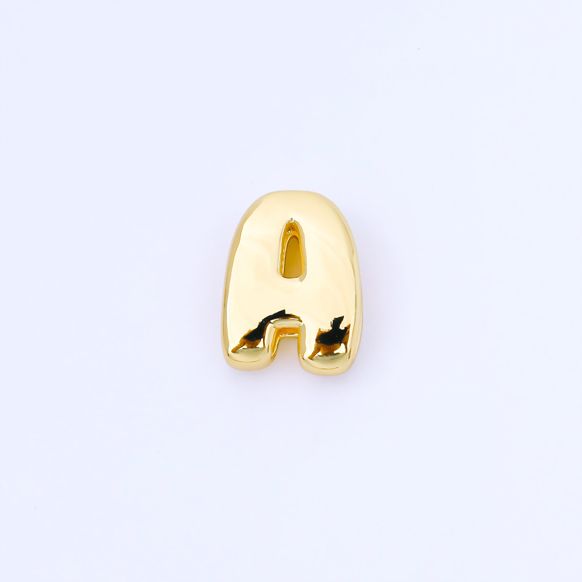 24K Gold Filled 20mm Personalized Cord Chubby Bubble Initial Letter Alphabet Bead | AF105 - AF117