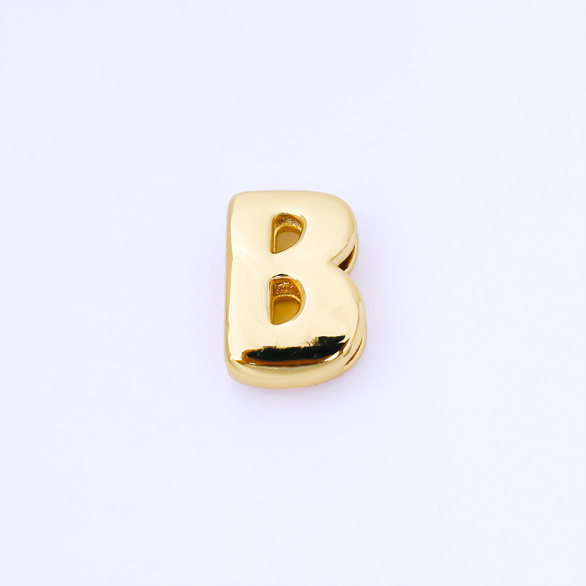 24K Gold Filled 20mm Personalized Cord Chubby Bubble Initial Letter Alphabet Bead | AF105 - AF117