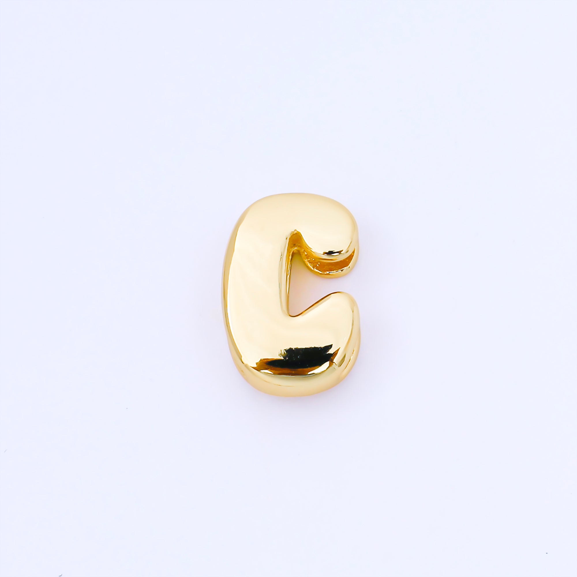24K Gold Filled 20mm Personalized Cord Chubby Bubble Initial Letter Alphabet Bead | AF105 - AF117