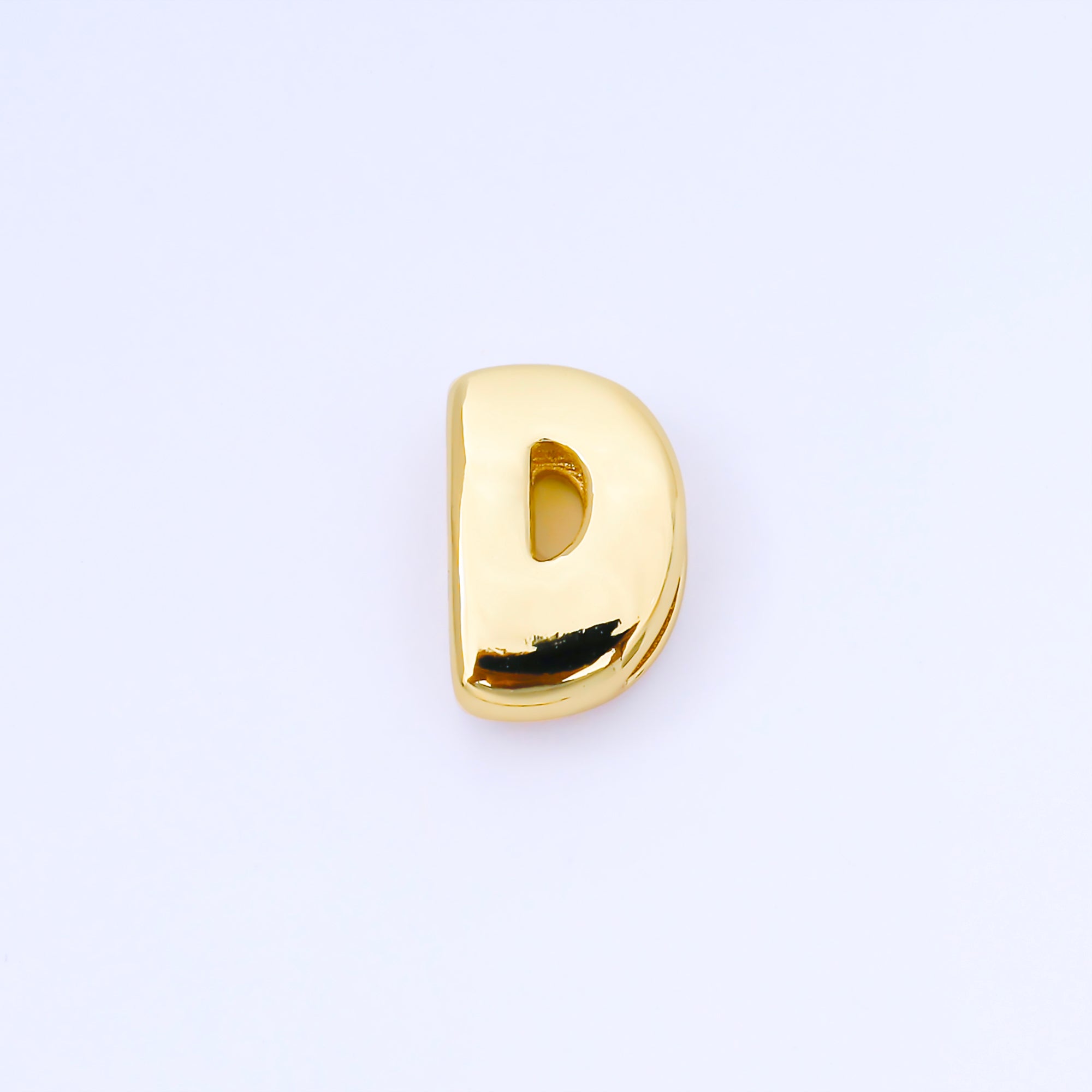 24K Gold Filled 20mm Personalized Cord Chubby Bubble Initial Letter Alphabet Bead | AF105 - AF117