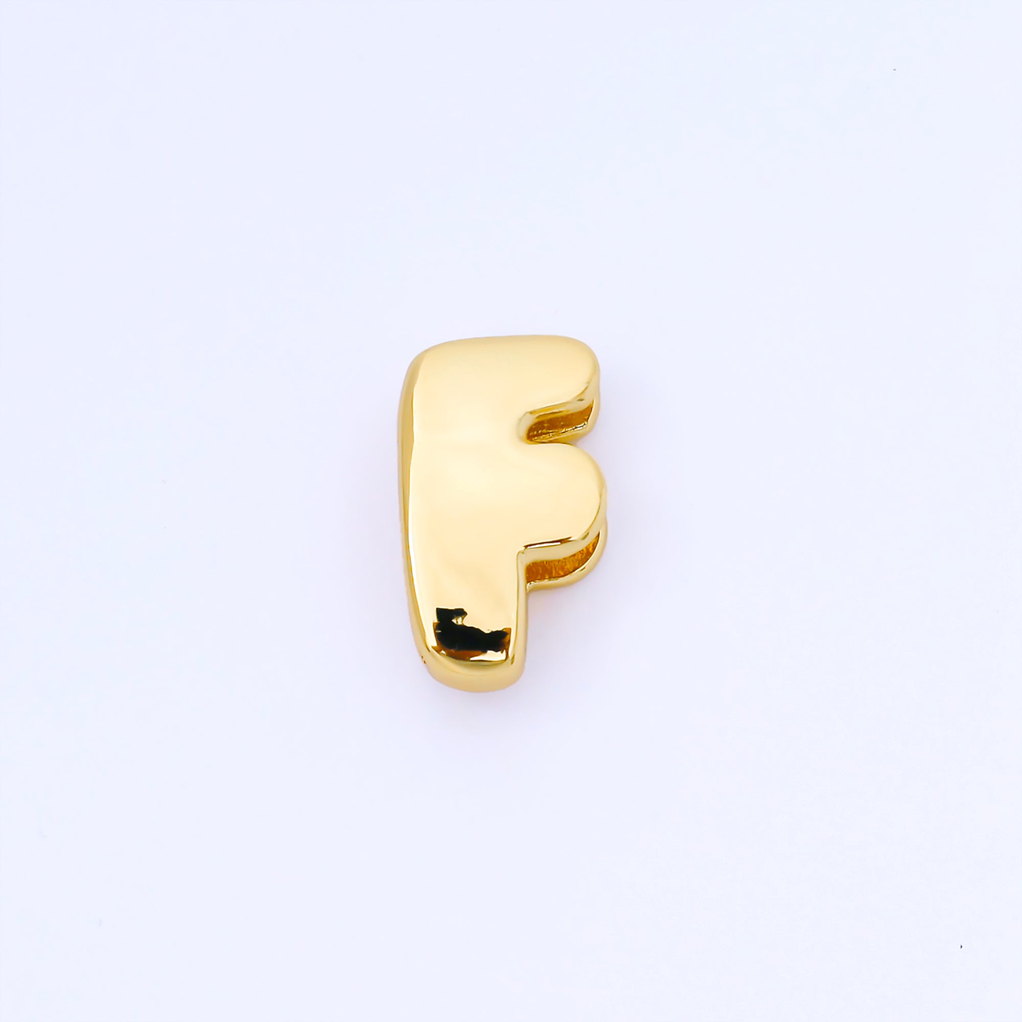 24K Gold Filled 20mm Personalized Cord Chubby Bubble Initial Letter Alphabet Bead | AF105 - AF117