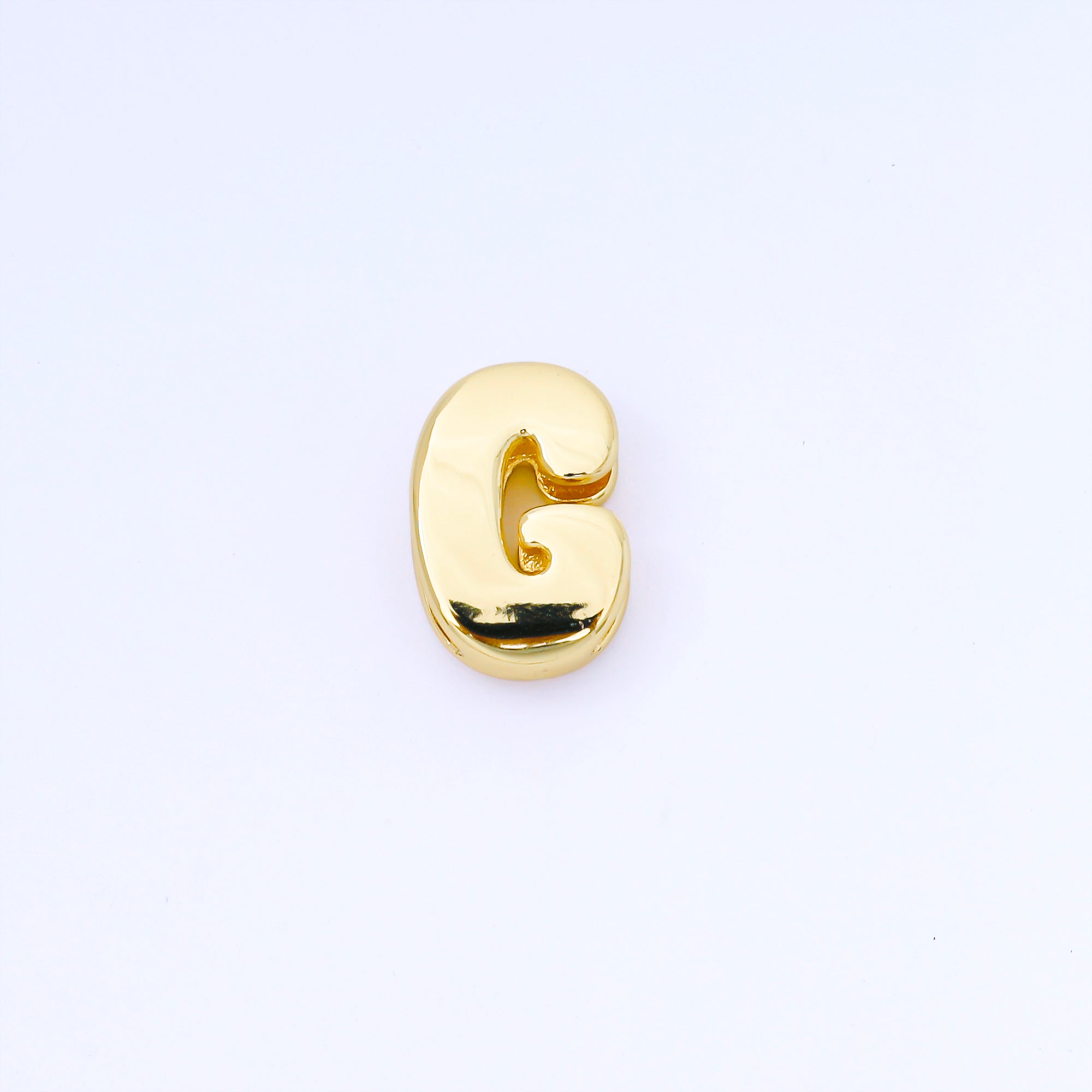 24K Gold Filled 20mm Personalized Cord Chubby Bubble Initial Letter Alphabet Bead | AF105 - AF117