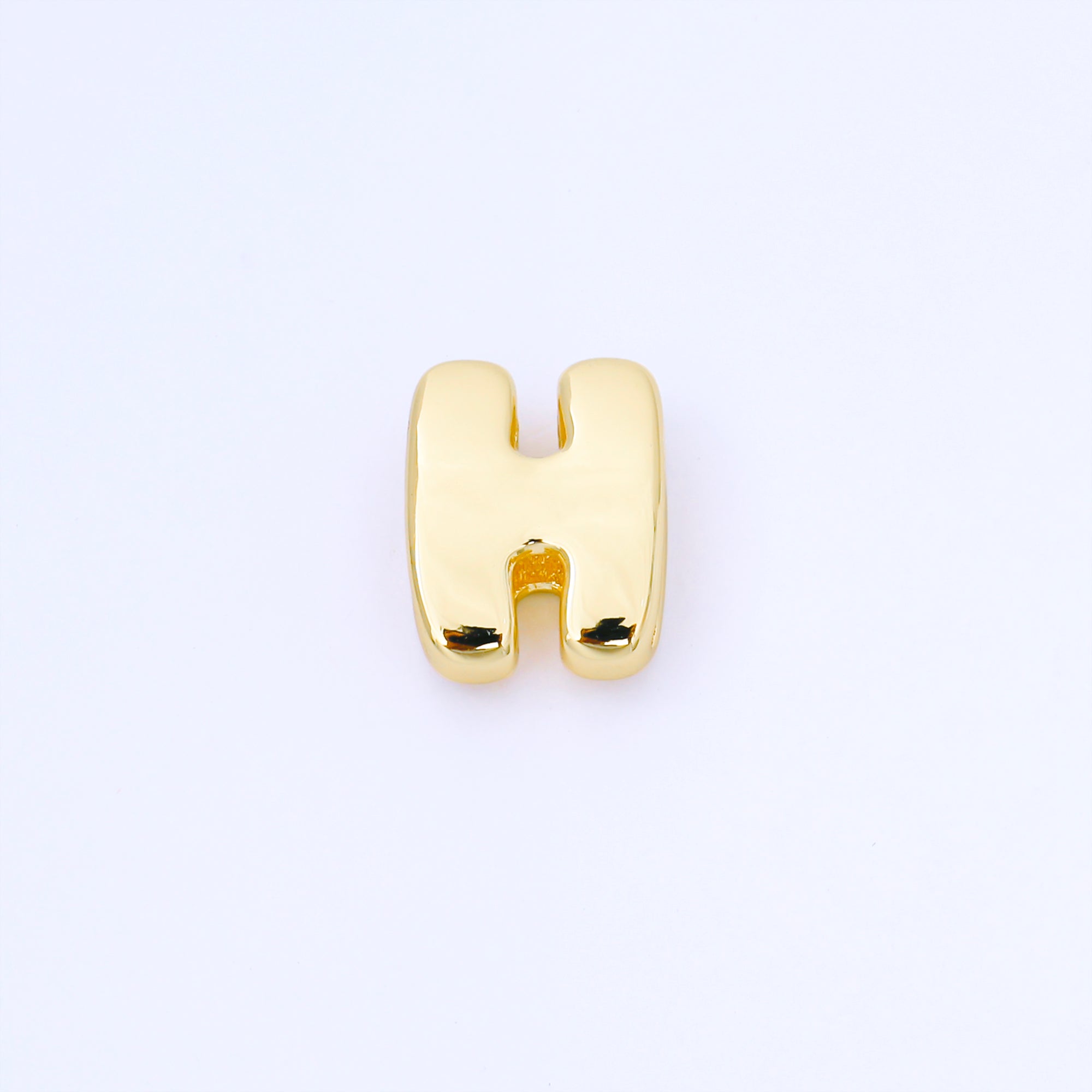 24K Gold Filled 20mm Personalized Cord Chubby Bubble Initial Letter Alphabet Bead | AF105 - AF117
