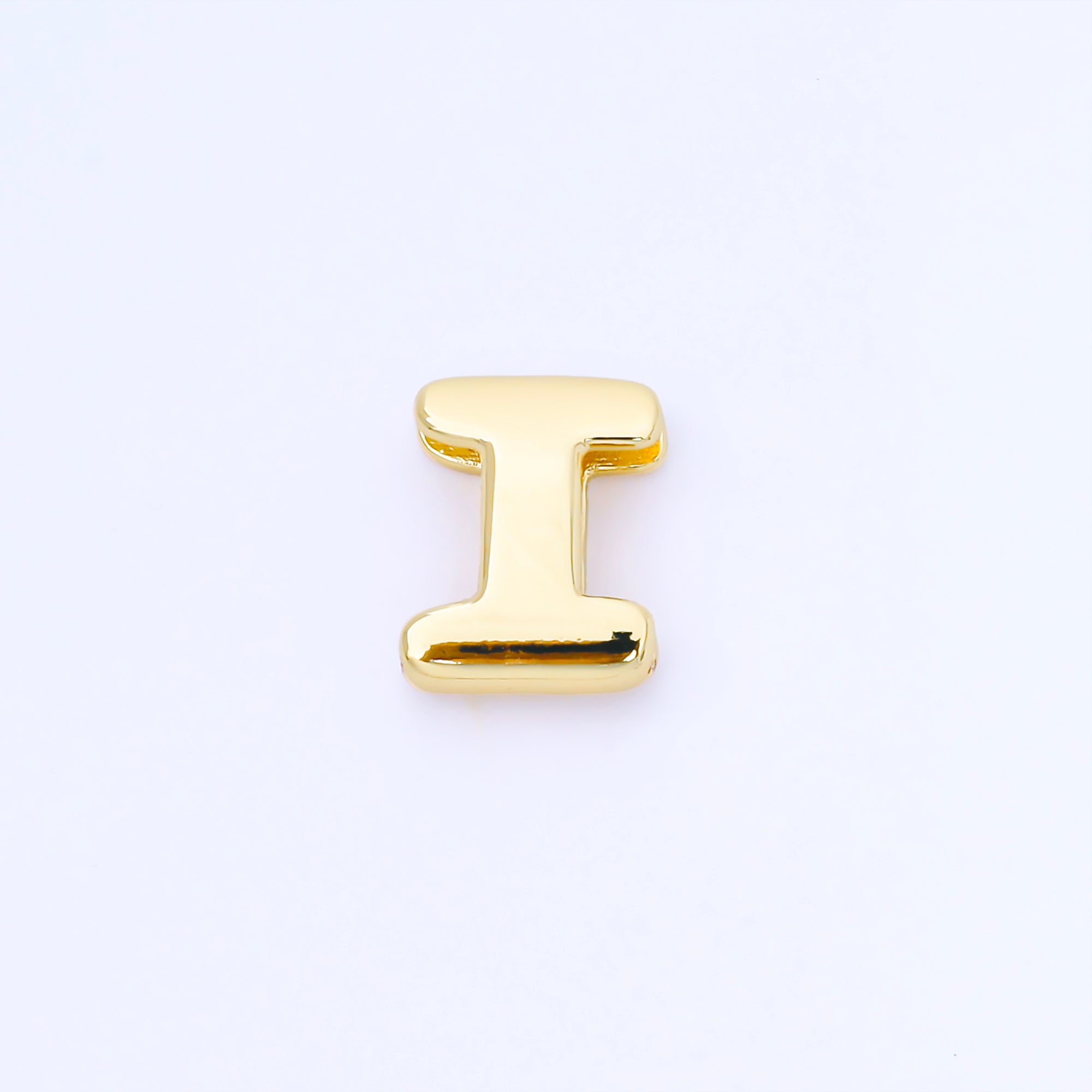 24K Gold Filled 20mm Personalized Cord Chubby Bubble Initial Letter Alphabet Bead | AF105 - AF117