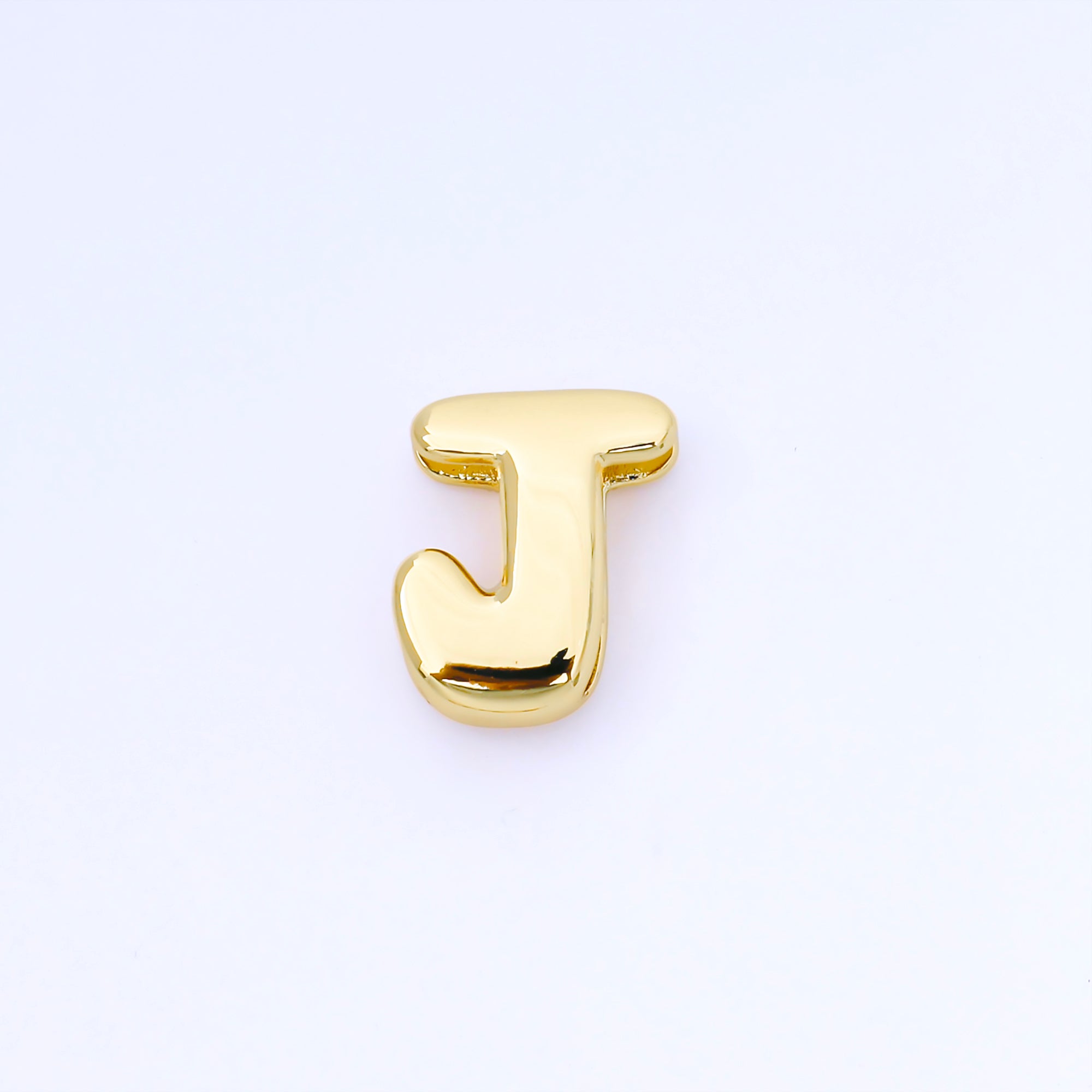 24K Gold Filled 20mm Personalized Cord Chubby Bubble Initial Letter Alphabet Bead | AF105 - AF117