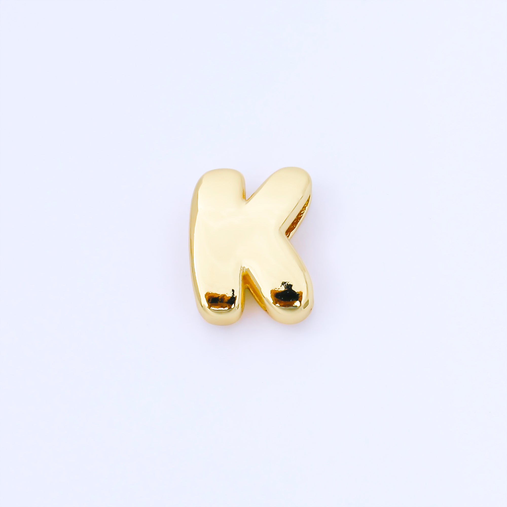 24K Gold Filled 20mm Personalized Cord Chubby Bubble Initial Letter Alphabet Bead | AF105 - AF117