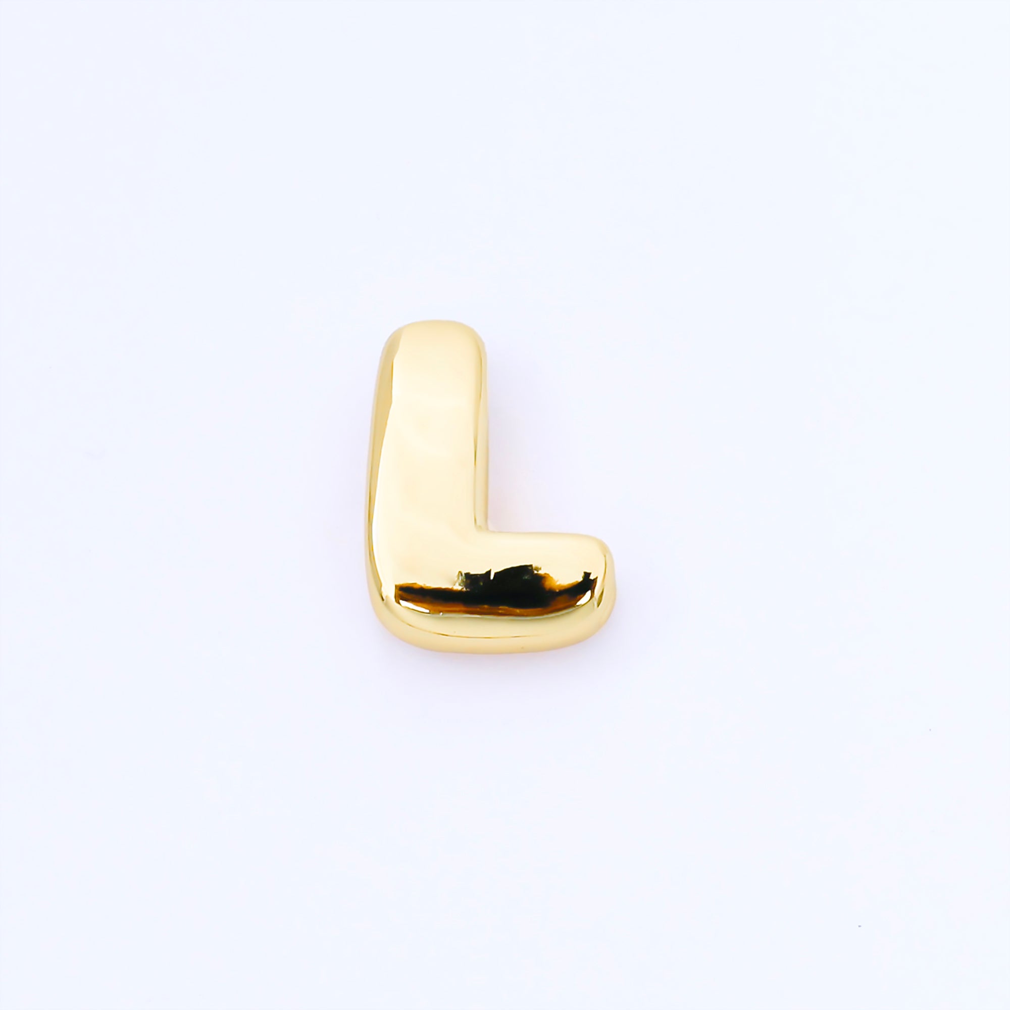 24K Gold Filled 20mm Personalized Cord Chubby Bubble Initial Letter Alphabet Bead | AF105 - AF117