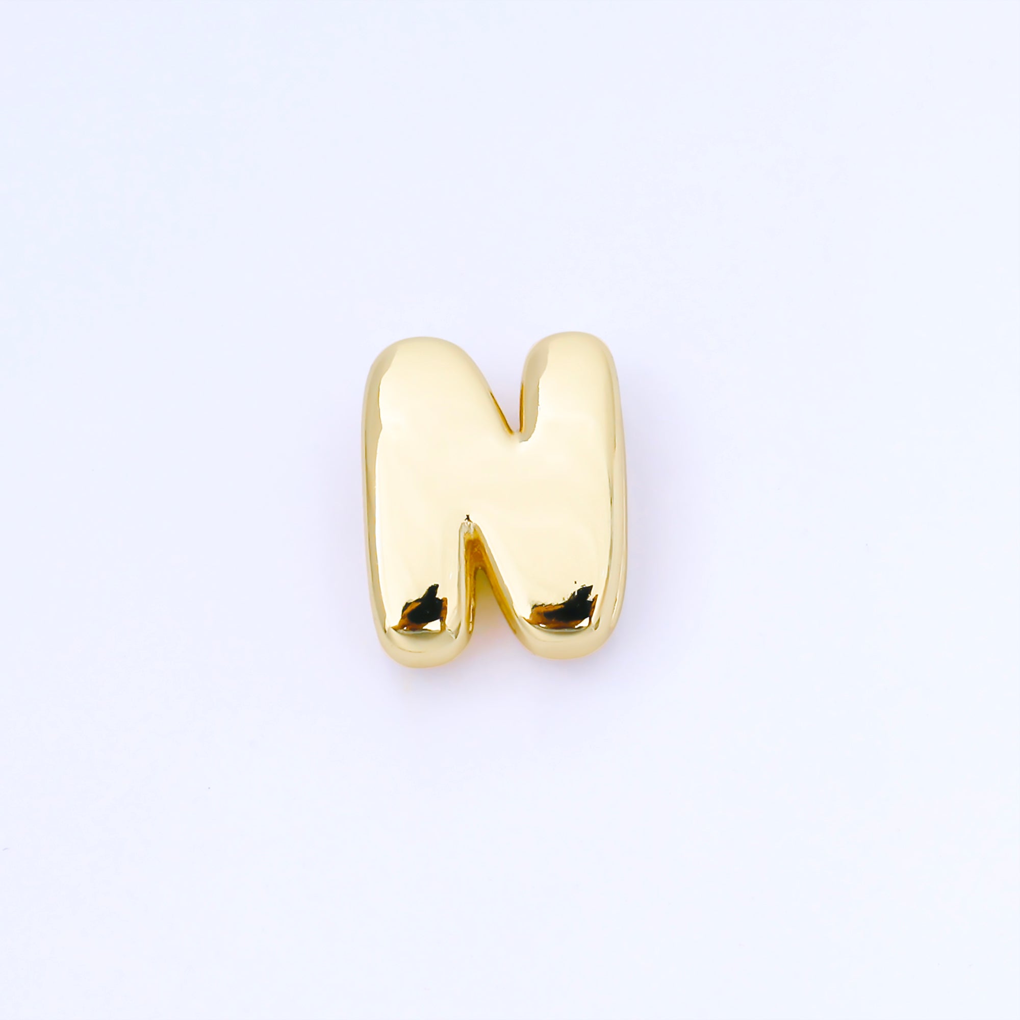 24K Gold Filled 20mm Personalized Cord Chubby Bubble Initial Letter Alphabet Bead | AF105 - AF117