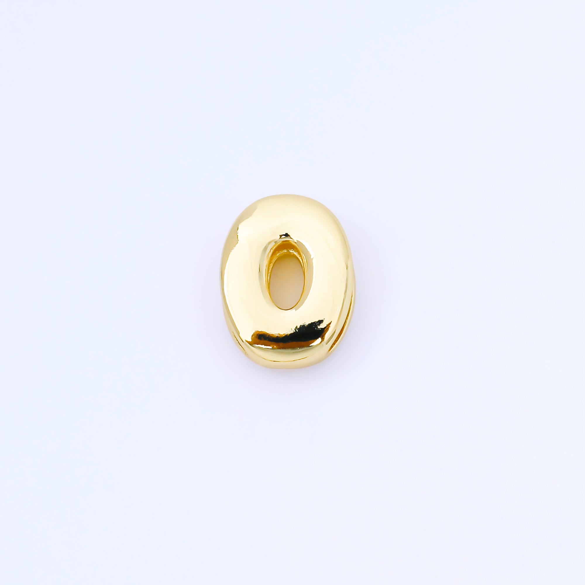 24K Gold Filled 20mm Personalized Cord Chubby Bubble Initial Letter Alphabet Bead | AF105 - AF117