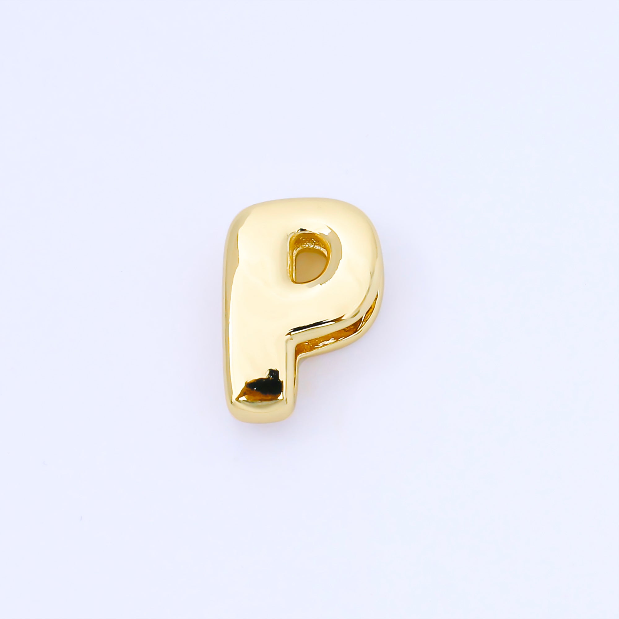 24K Gold Filled 20mm Personalized Cord Chubby Bubble Initial Letter Alphabet Bead | AF105 - AF117