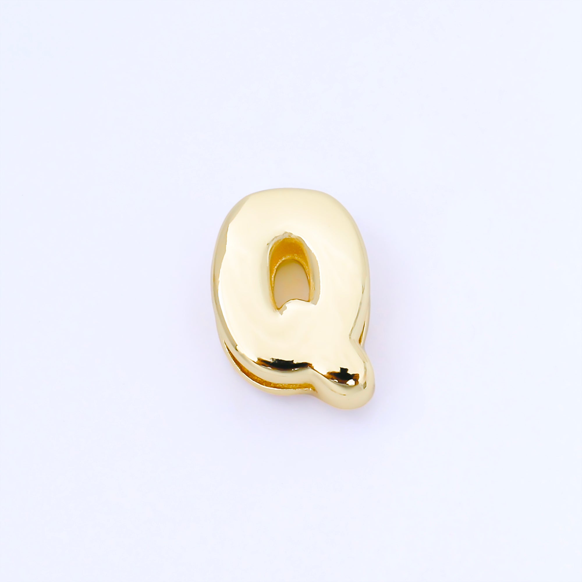 24K Gold Filled 20mm Personalized Cord Chubby Bubble Initial Letter Alphabet Bead | AF105 - AF117