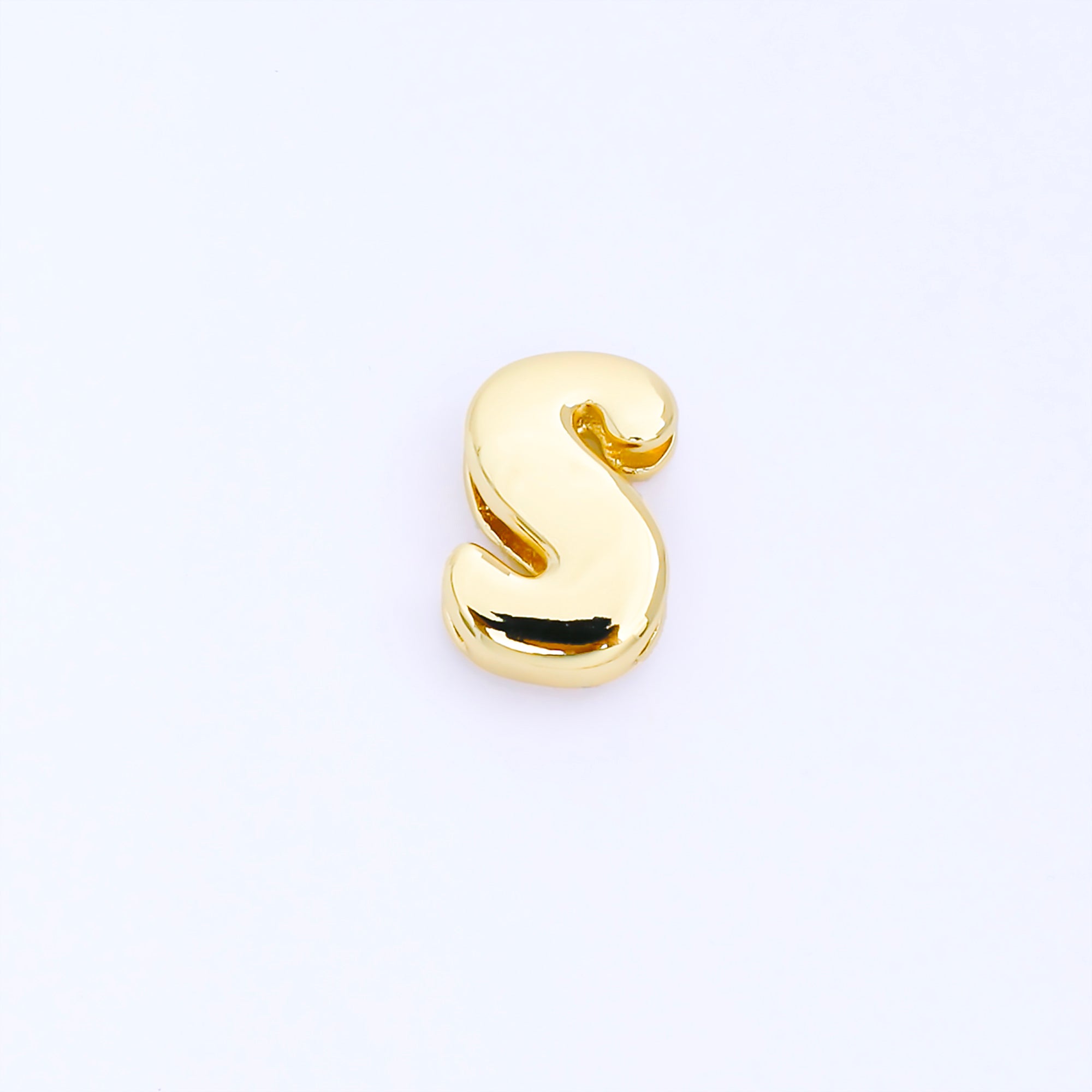 24K Gold Filled 20mm Personalized Cord Chubby Bubble Initial Letter Alphabet Bead | AF105 - AF117