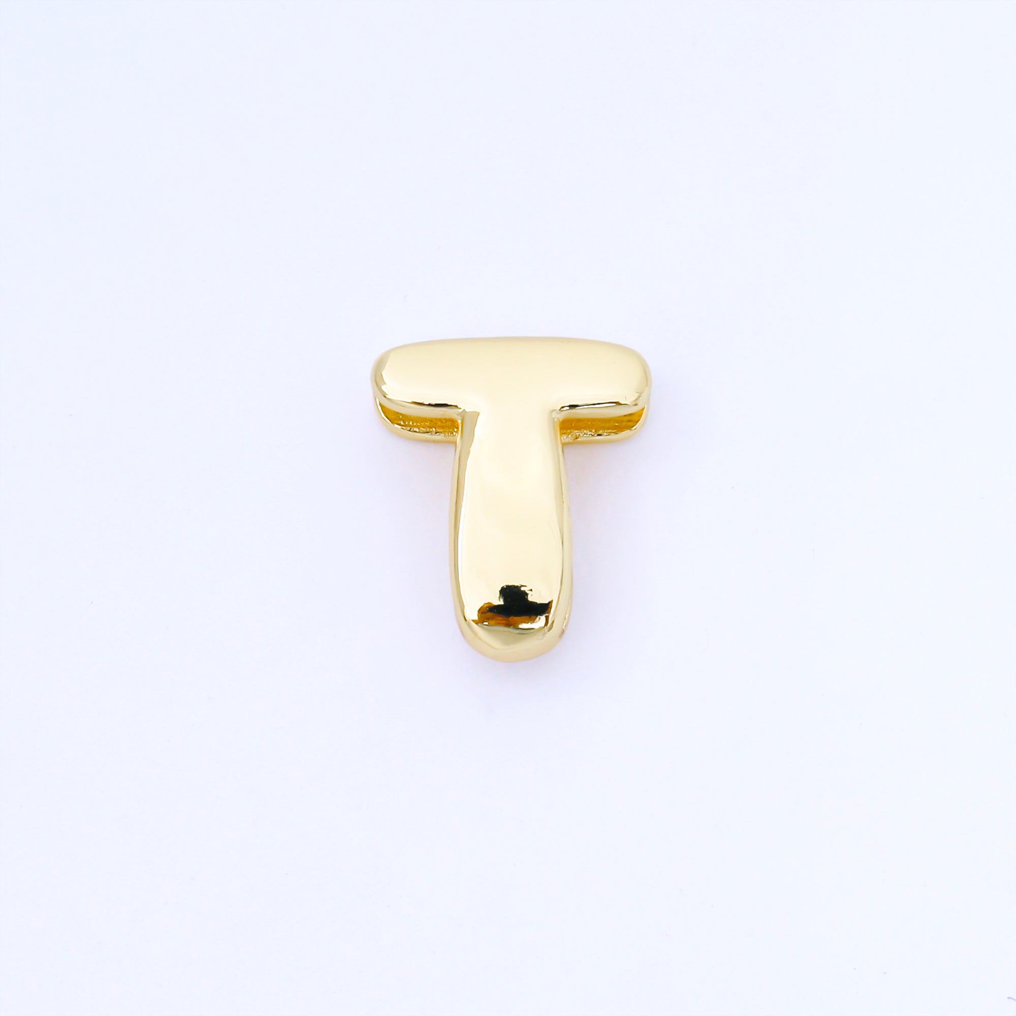 24K Gold Filled 20mm Personalized Cord Chubby Bubble Initial Letter Alphabet Bead | AF105 - AF117