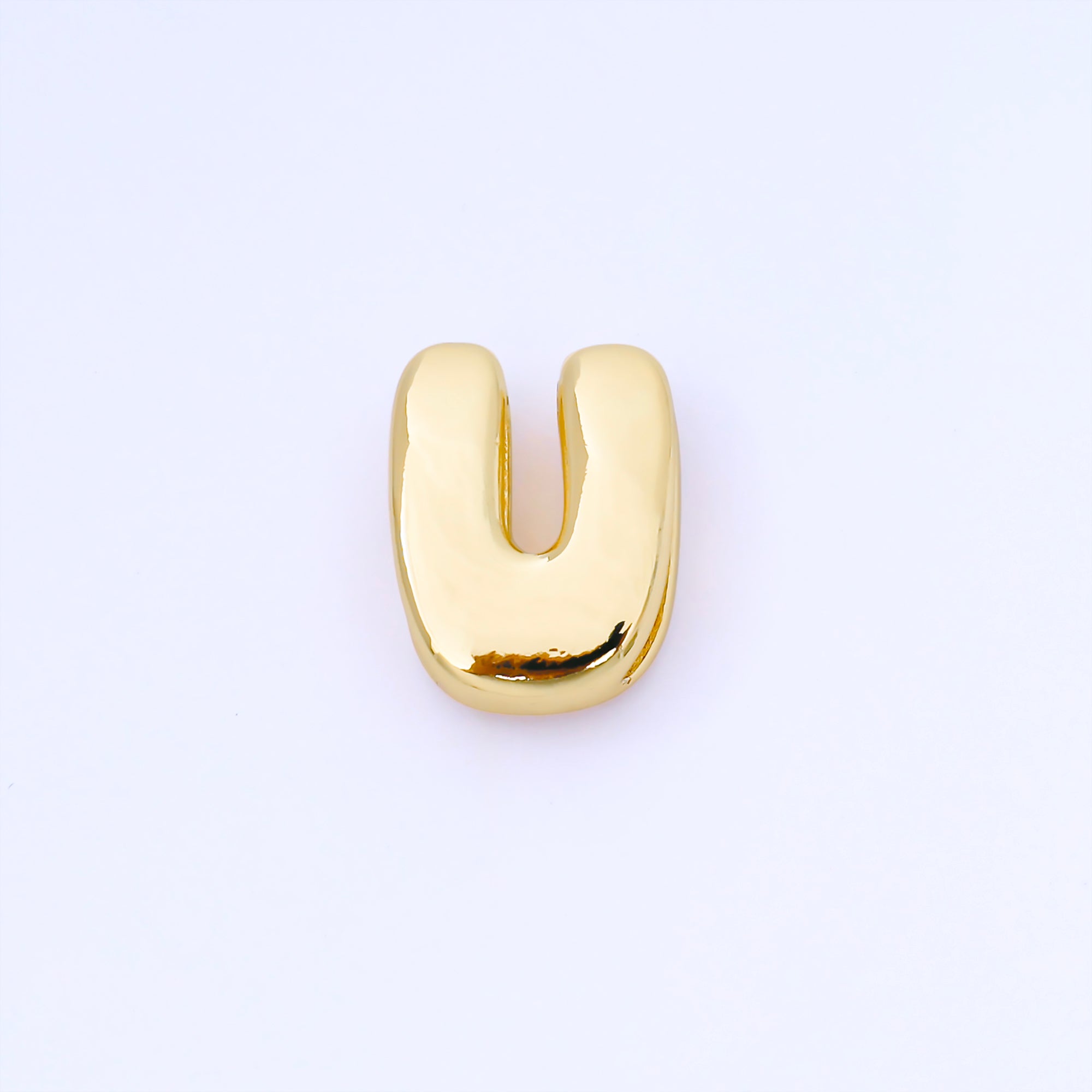 24K Gold Filled 20mm Personalized Cord Chubby Bubble Initial Letter Alphabet Bead | AF105 - AF117