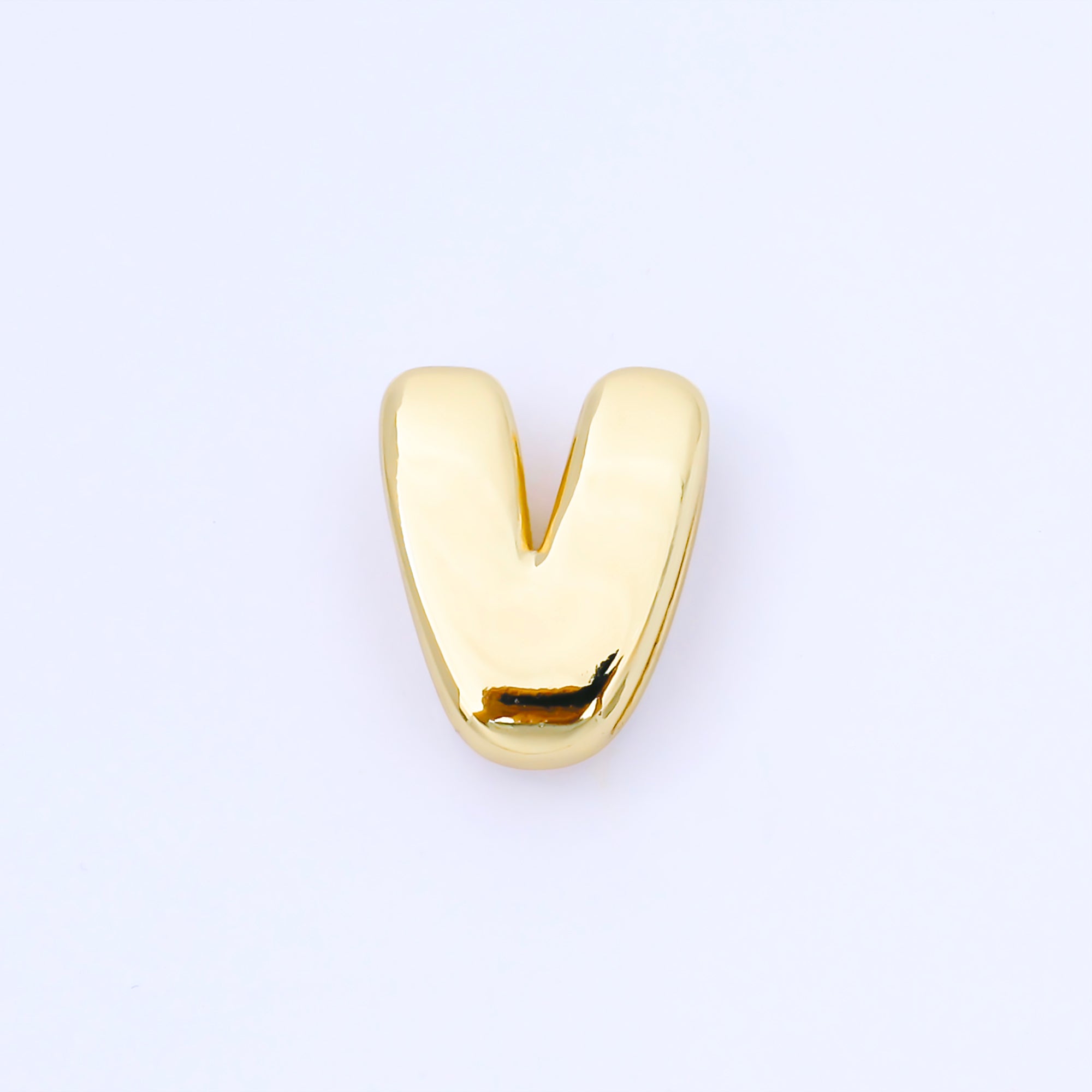 24K Gold Filled 20mm Personalized Cord Chubby Bubble Initial Letter Alphabet Bead | AF105 - AF117