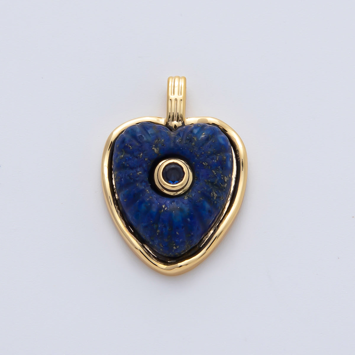 18K Gold Filled 23mm Amazon, Amethyst, Lapis Gemstone Sunburst Heart Pendant | AF1161 ~ AF1163