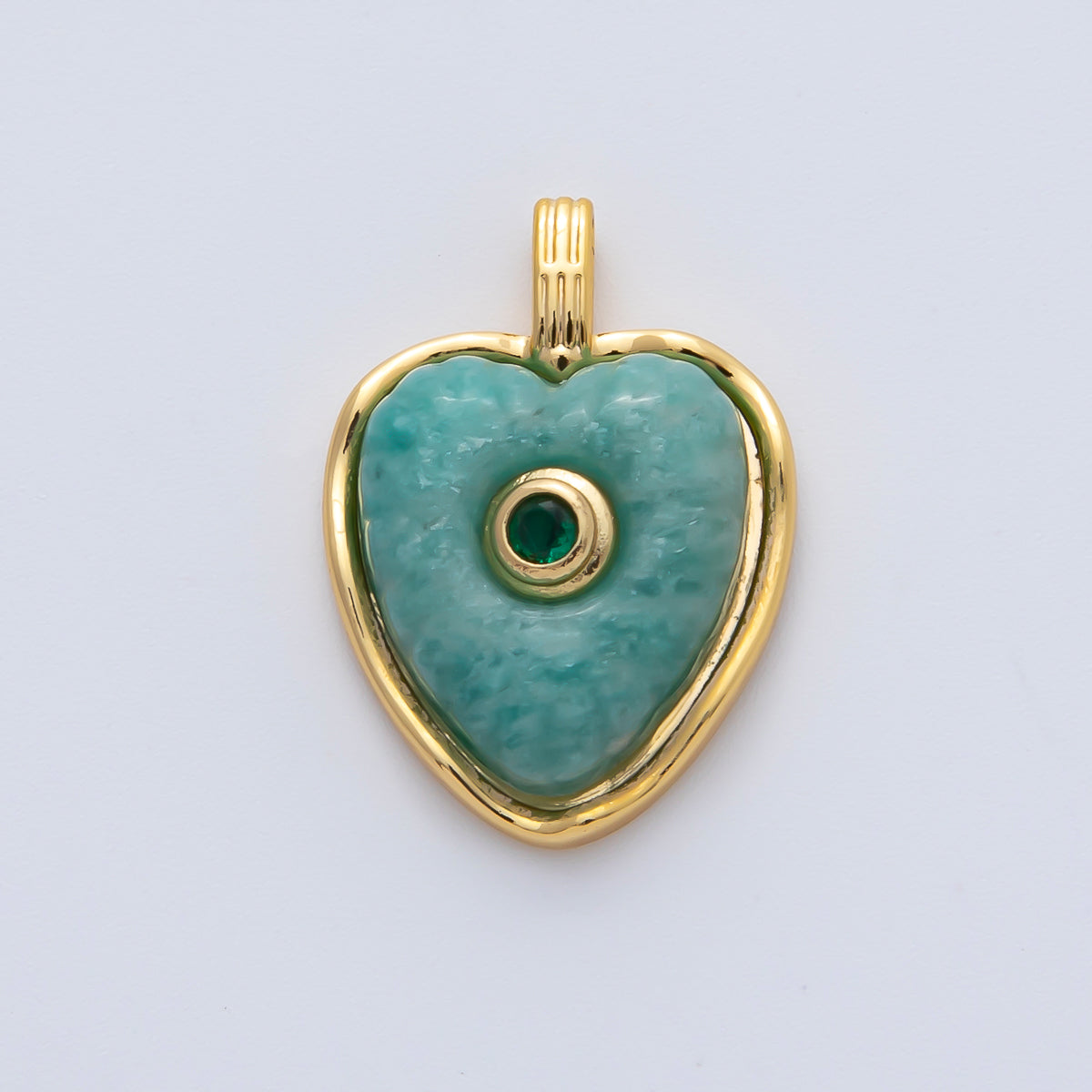 18K Gold Filled 23mm Amazon, Amethyst, Lapis Gemstone Sunburst Heart Pendant | AF1161 ~ AF1163