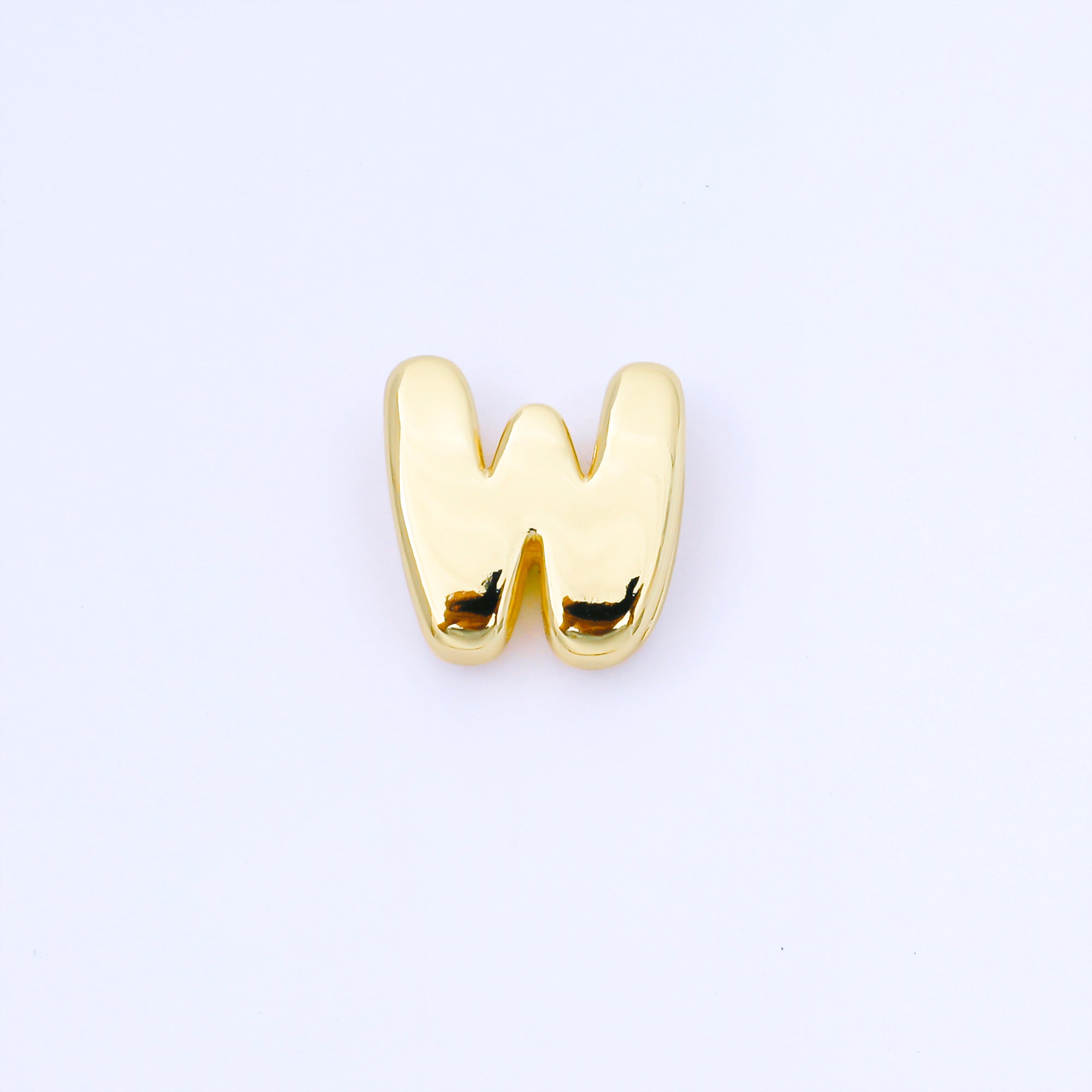 24K Gold Filled 20mm Personalized Cord Chubby Bubble Initial Letter Alphabet Bead | AF105 - AF117