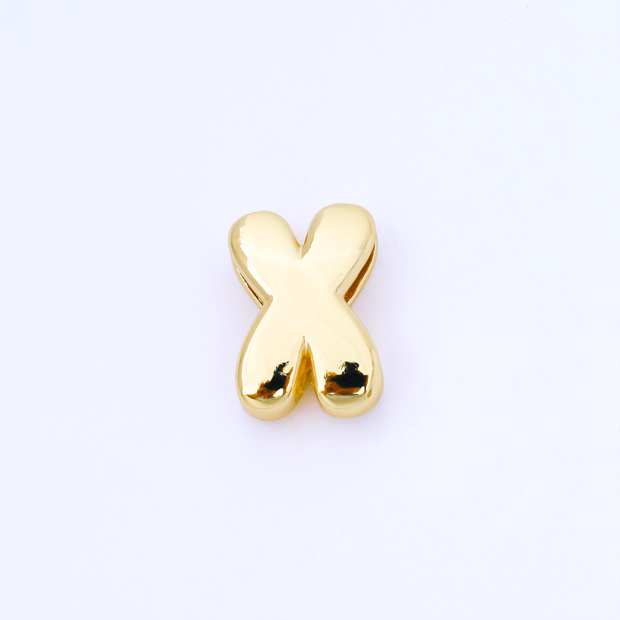24K Gold Filled 20mm Personalized Cord Chubby Bubble Initial Letter Alphabet Bead | AF105 - AF117