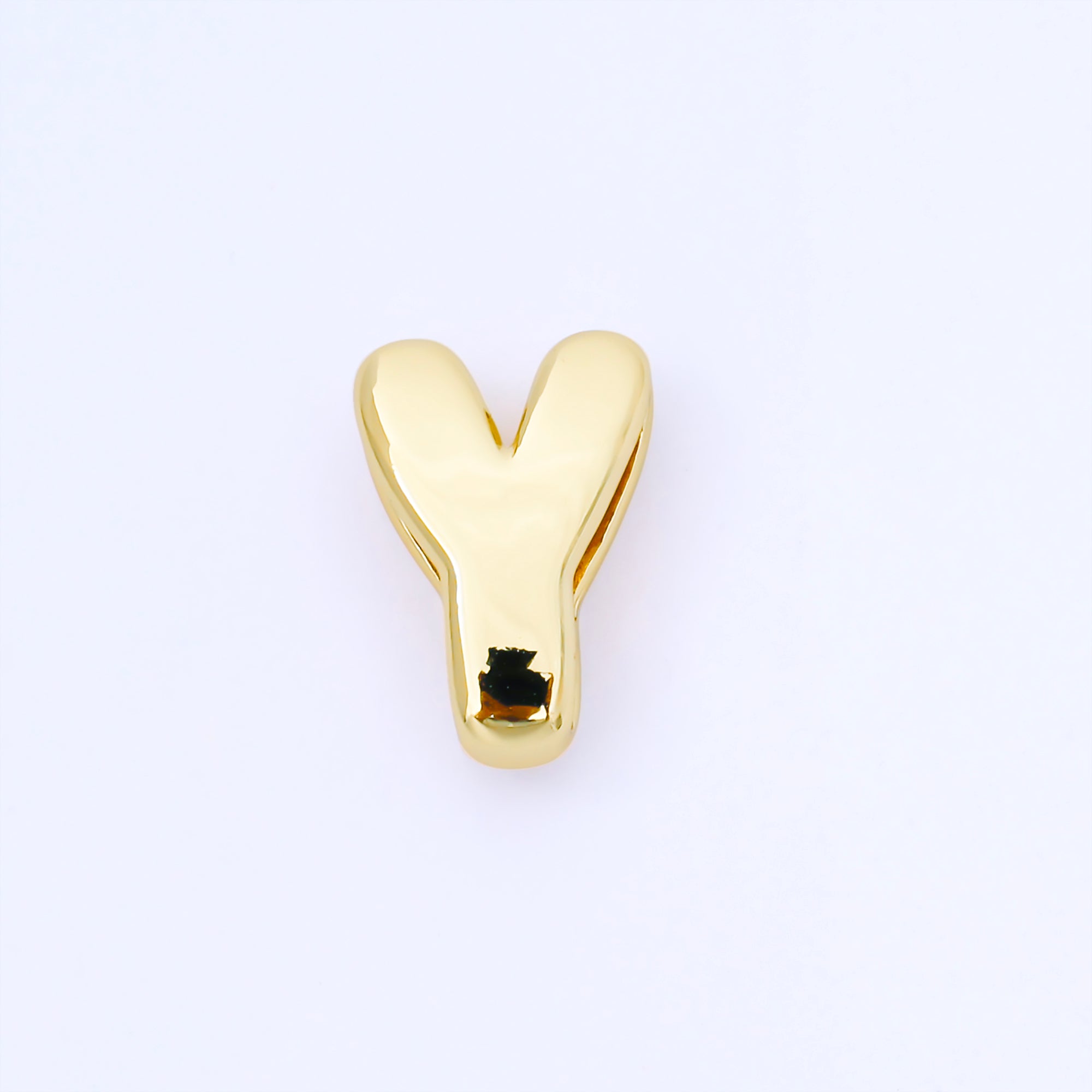 24K Gold Filled 20mm Personalized Cord Chubby Bubble Initial Letter Alphabet Bead | AF105 - AF117