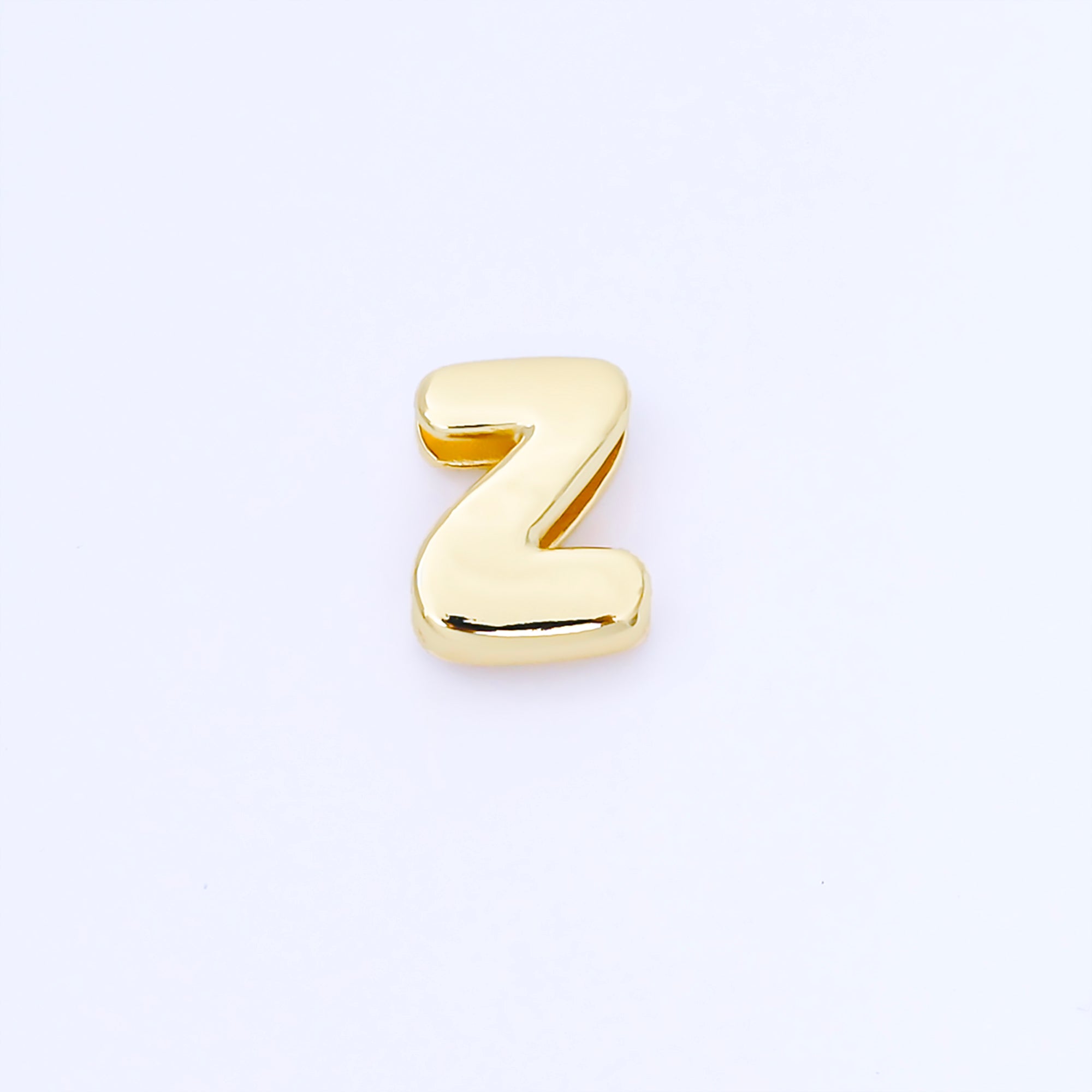 24K Gold Filled 20mm Personalized Cord Chubby Bubble Initial Letter Alphabet Bead | AF105 - AF117