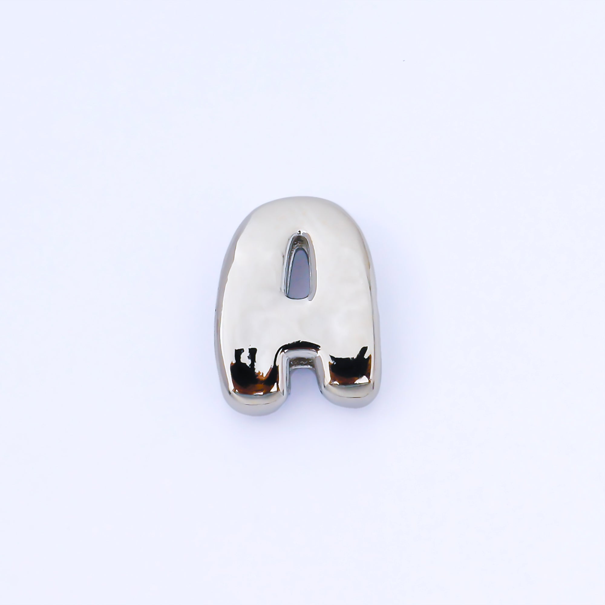 Silver 20mm Personalized Cord Chubby Bubble Initial Letter Alphabet Bead | AF118 - AF130