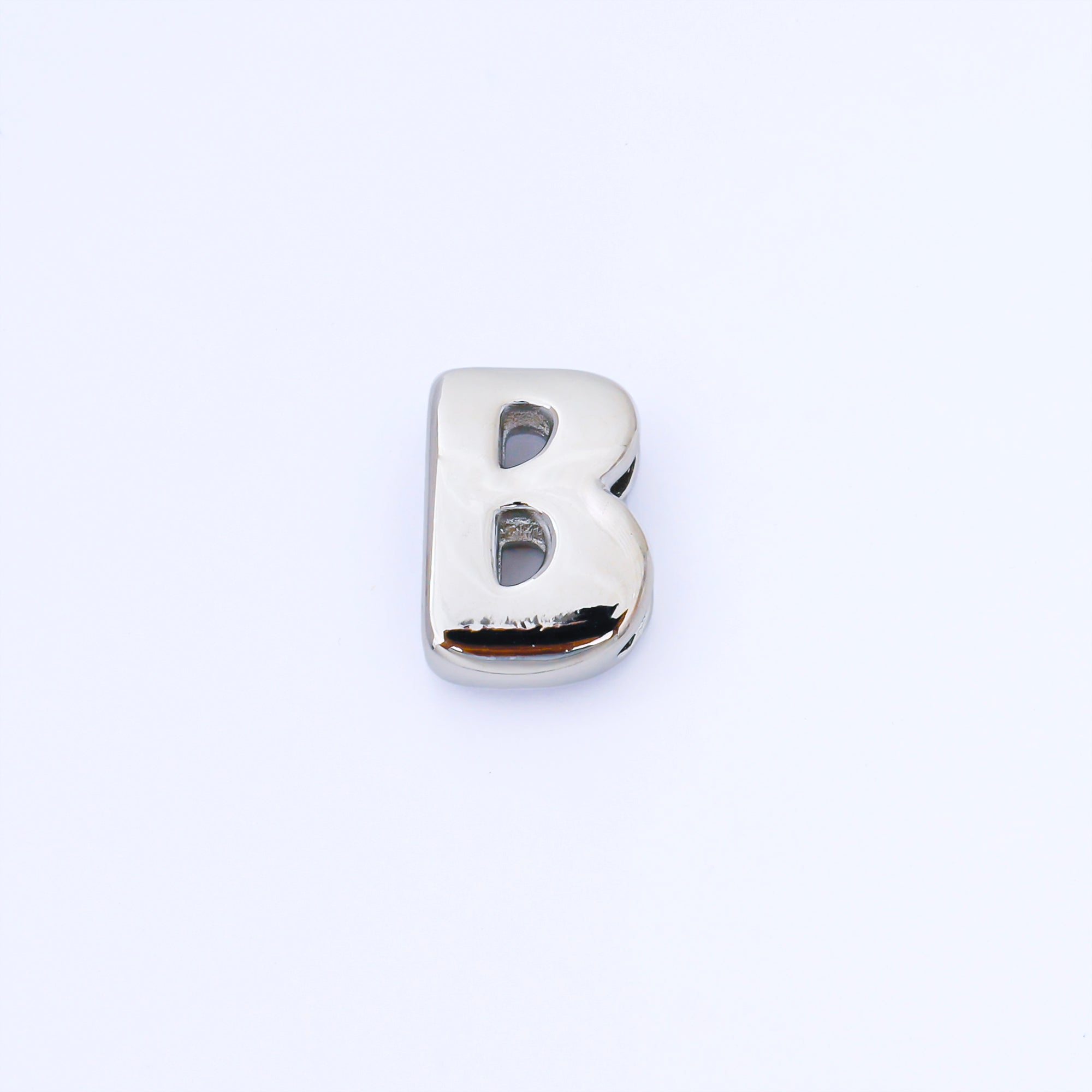 Silver 20mm Personalized Cord Chubby Bubble Initial Letter Alphabet Bead | AF118 - AF130