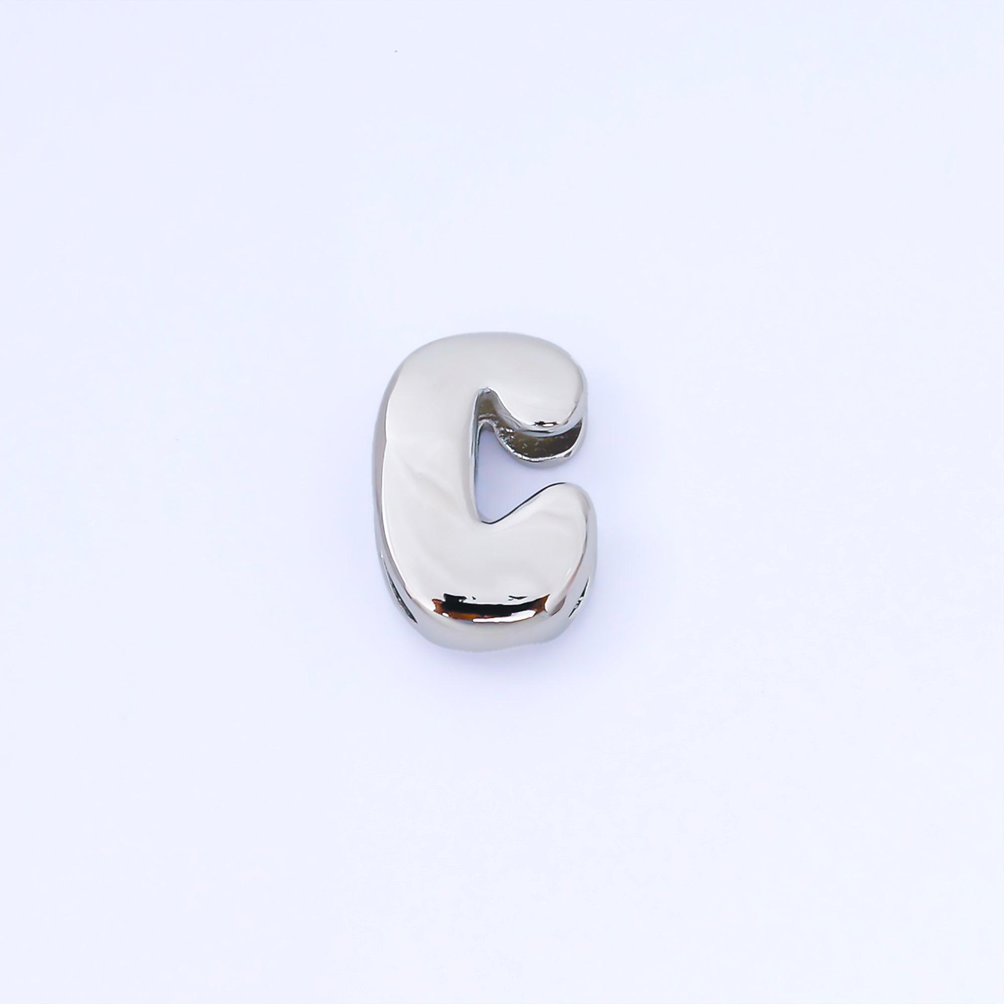 Silver 20mm Personalized Cord Chubby Bubble Initial Letter Alphabet Bead | AF118 - AF130