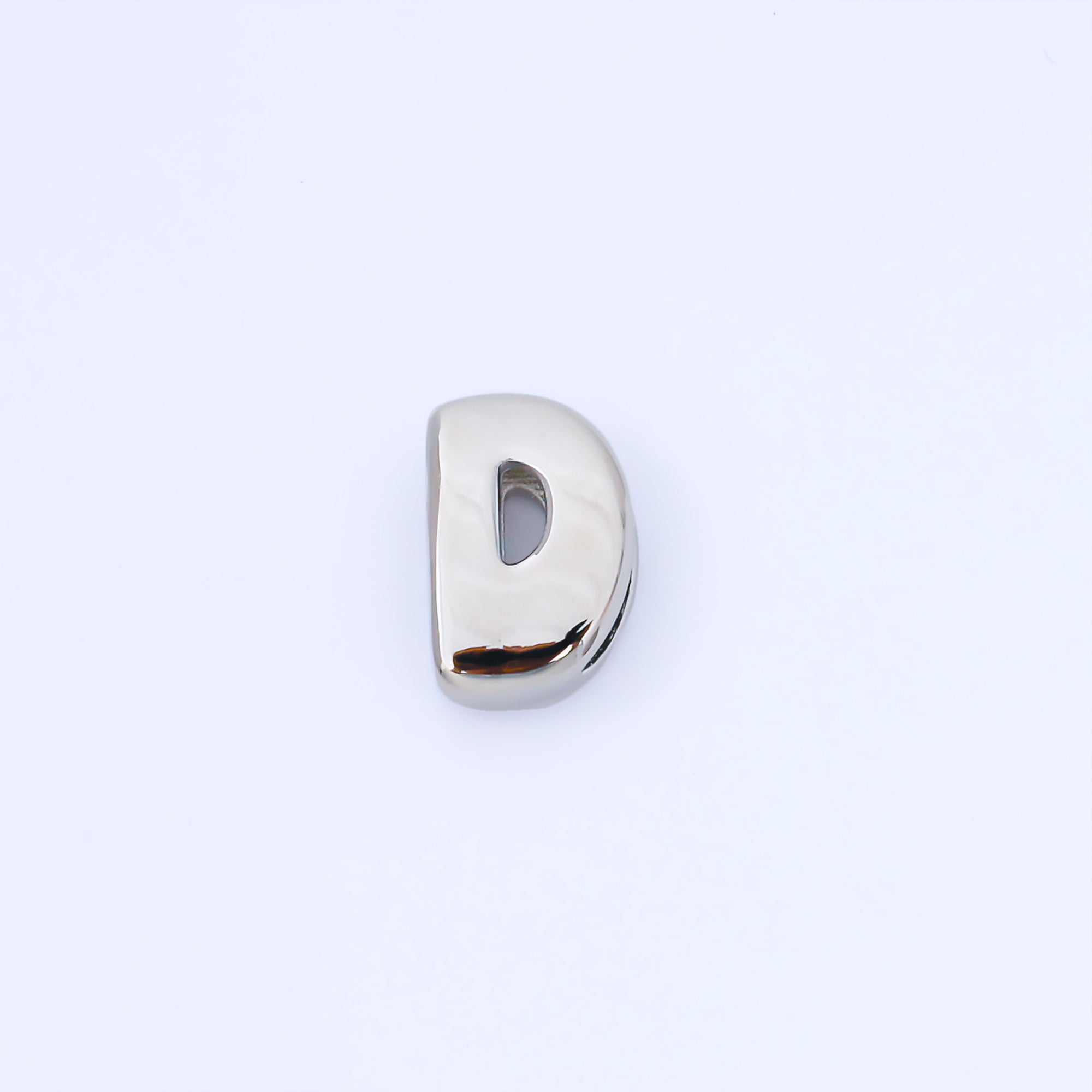 Silver 20mm Personalized Cord Chubby Bubble Initial Letter Alphabet Bead | AF118 - AF130