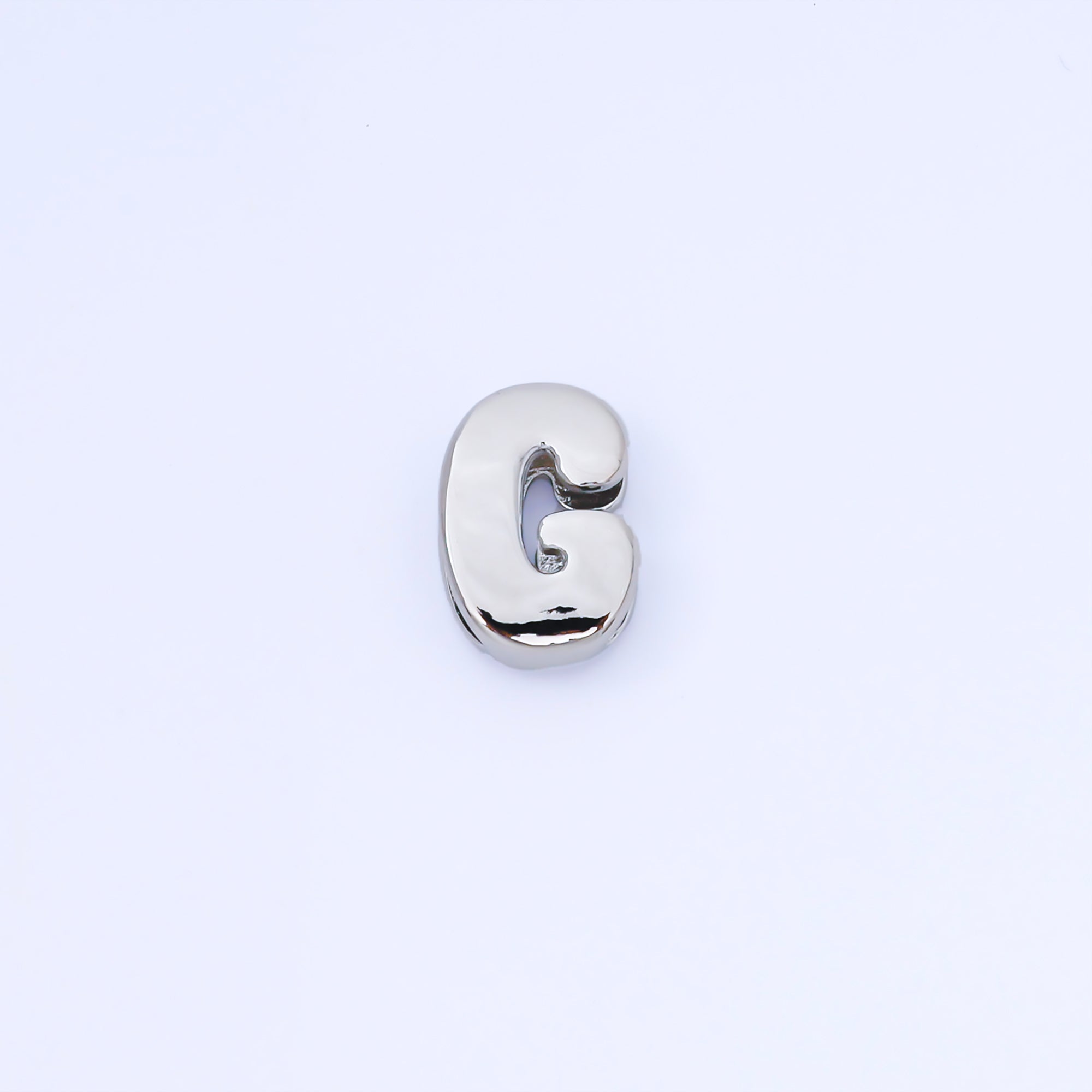 Silver 20mm Personalized Cord Chubby Bubble Initial Letter Alphabet Bead | AF118 - AF130