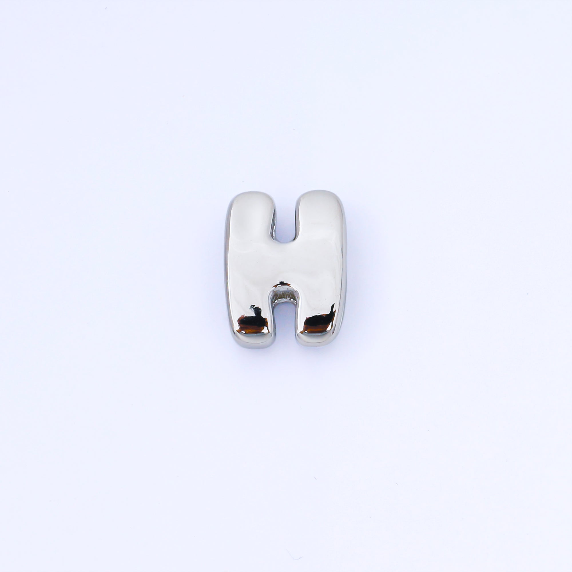Silver 20mm Personalized Cord Chubby Bubble Initial Letter Alphabet Bead | AF118 - AF130
