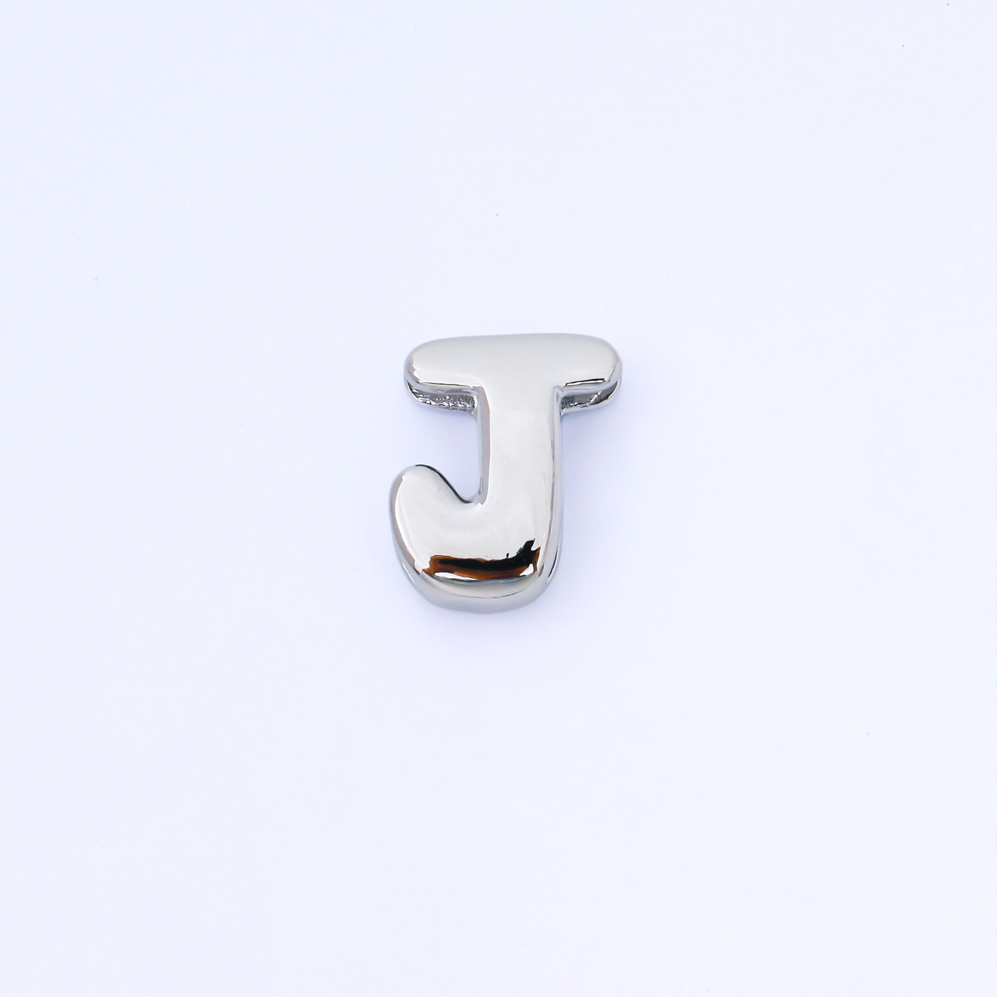 Silver 20mm Personalized Cord Chubby Bubble Initial Letter Alphabet Bead | AF118 - AF130