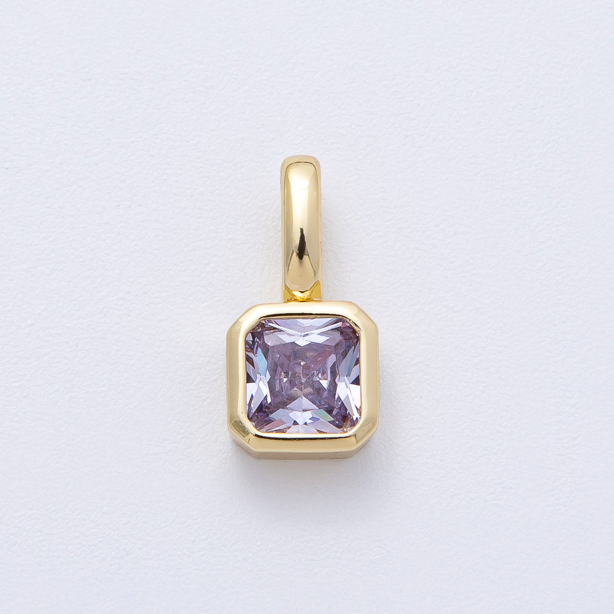 24K Gold Filled Birthstone Baguette CZ Pendant | AF1237 - AF1242