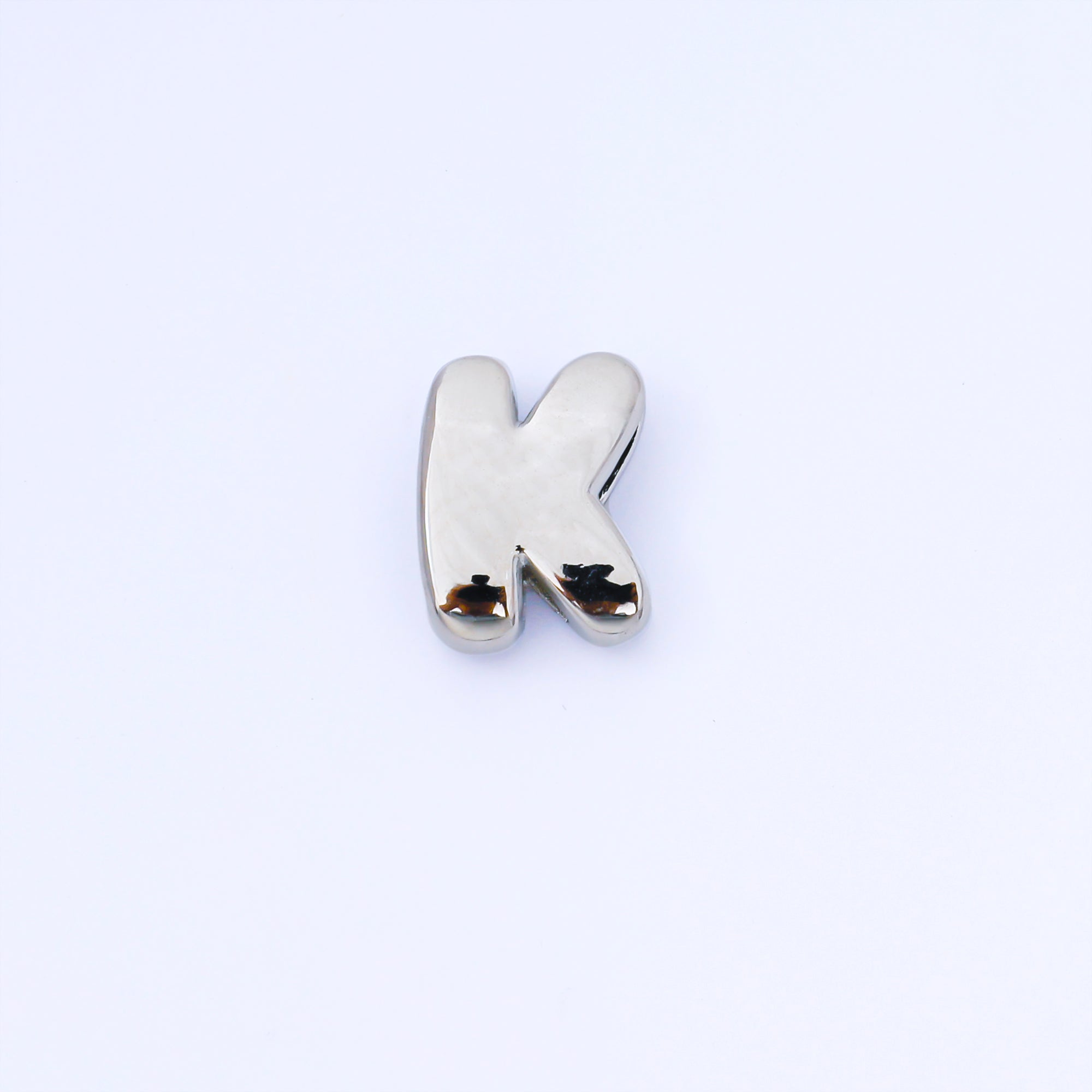 Silver 20mm Personalized Cord Chubby Bubble Initial Letter Alphabet Bead | AF118 - AF130