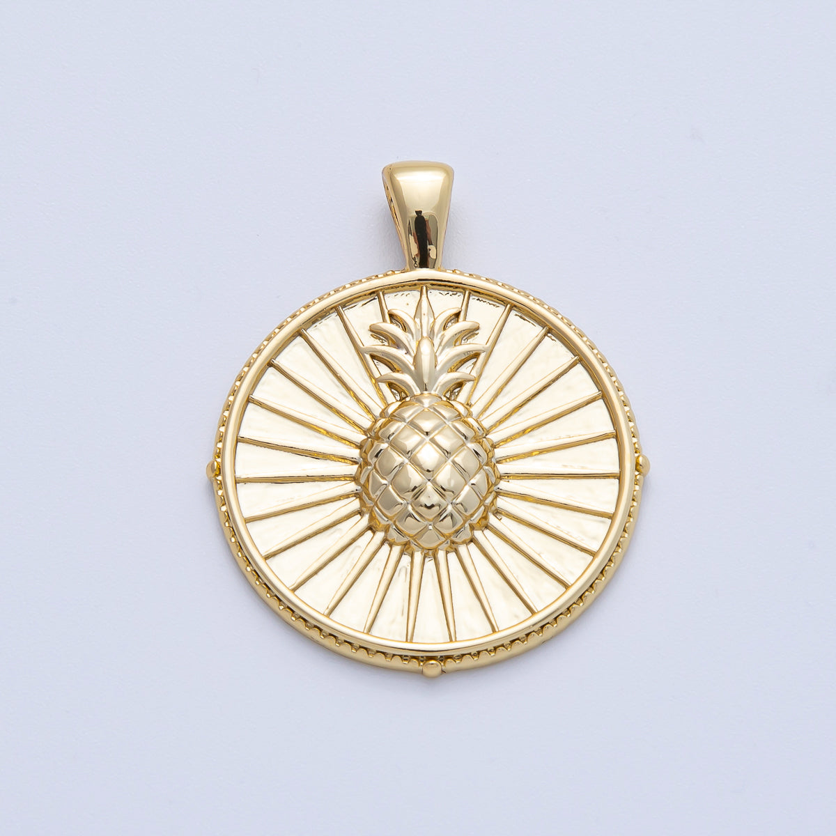 18K Gold Filled 30mm Pineapple Ribbed Round Pendant | AF1243