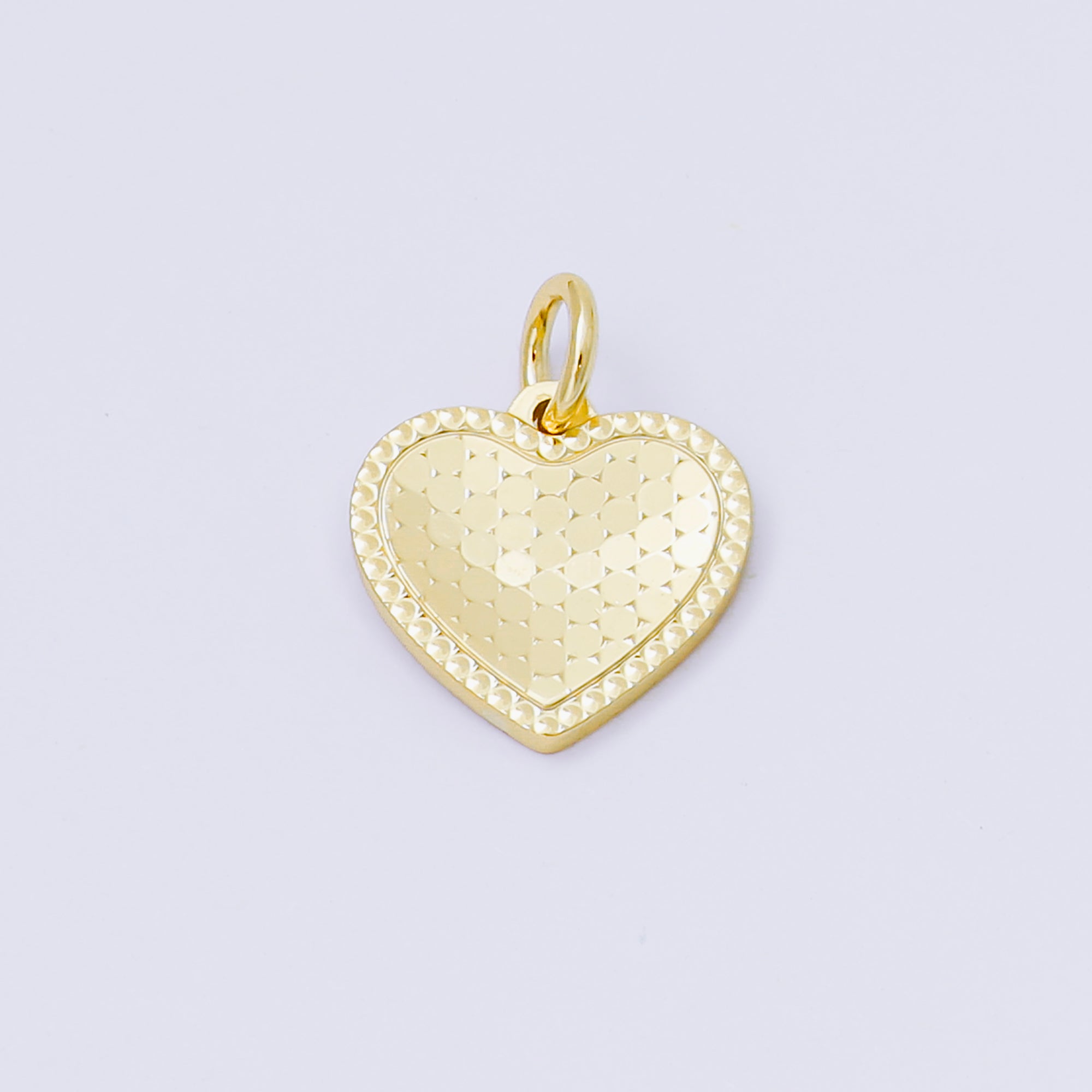24K Gold Filled 12mm Lovely Polka Dot Pattern Heart Charm | AF1246