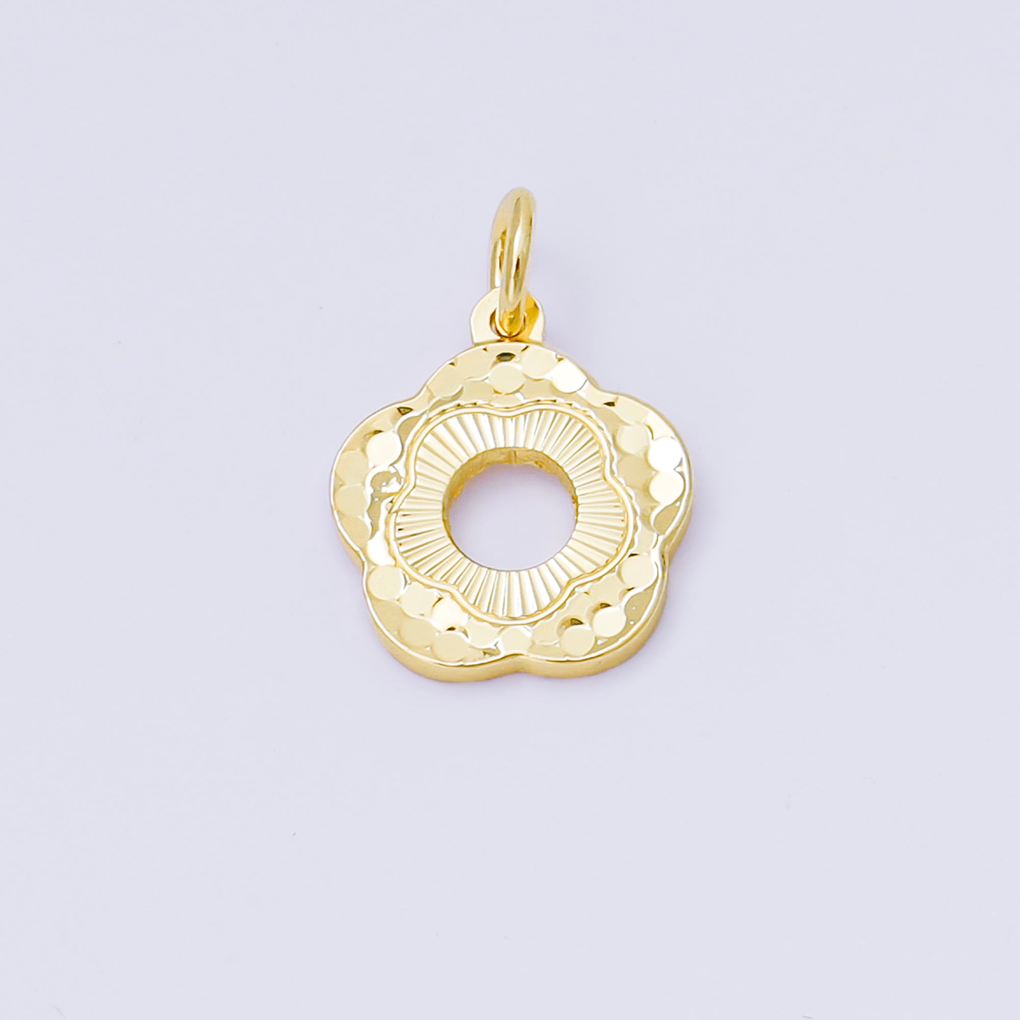 24K Gold Filled 14mm Blooming Floral Open Flower Charm | AF1248